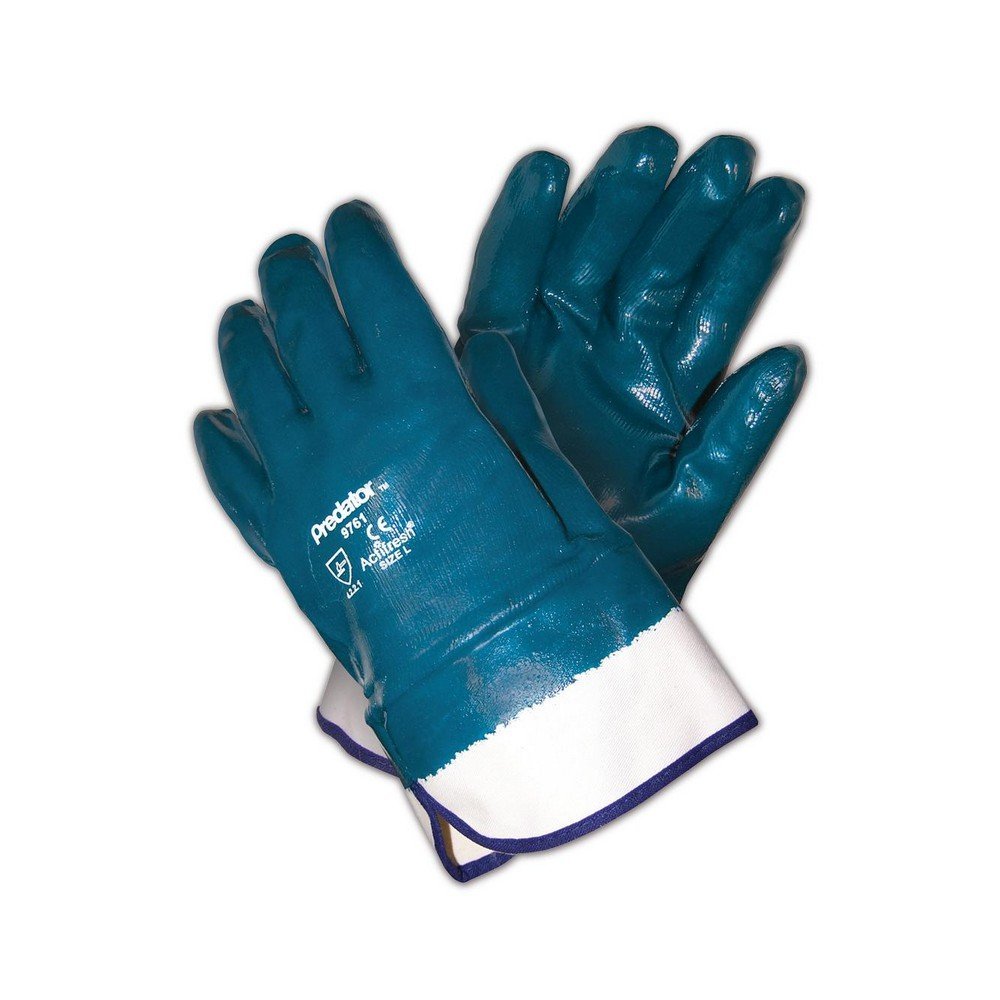 MCR Safety 9761 Predator Fully Coated Nitrile Gloves, One Size, Blue