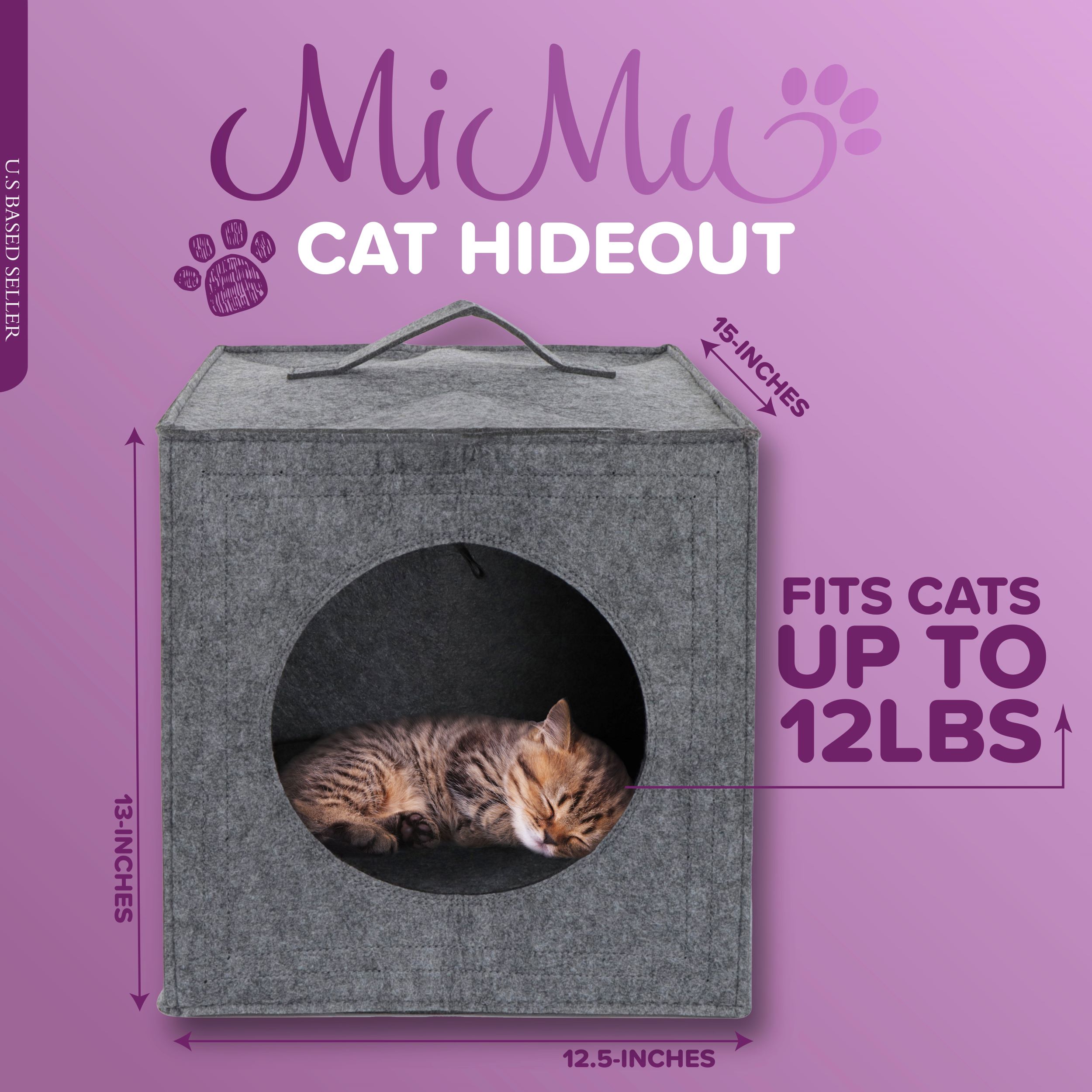 MiMu Cozy Cat Bed Cave Large Cat Bed Hideouts with Felt Cat Cube