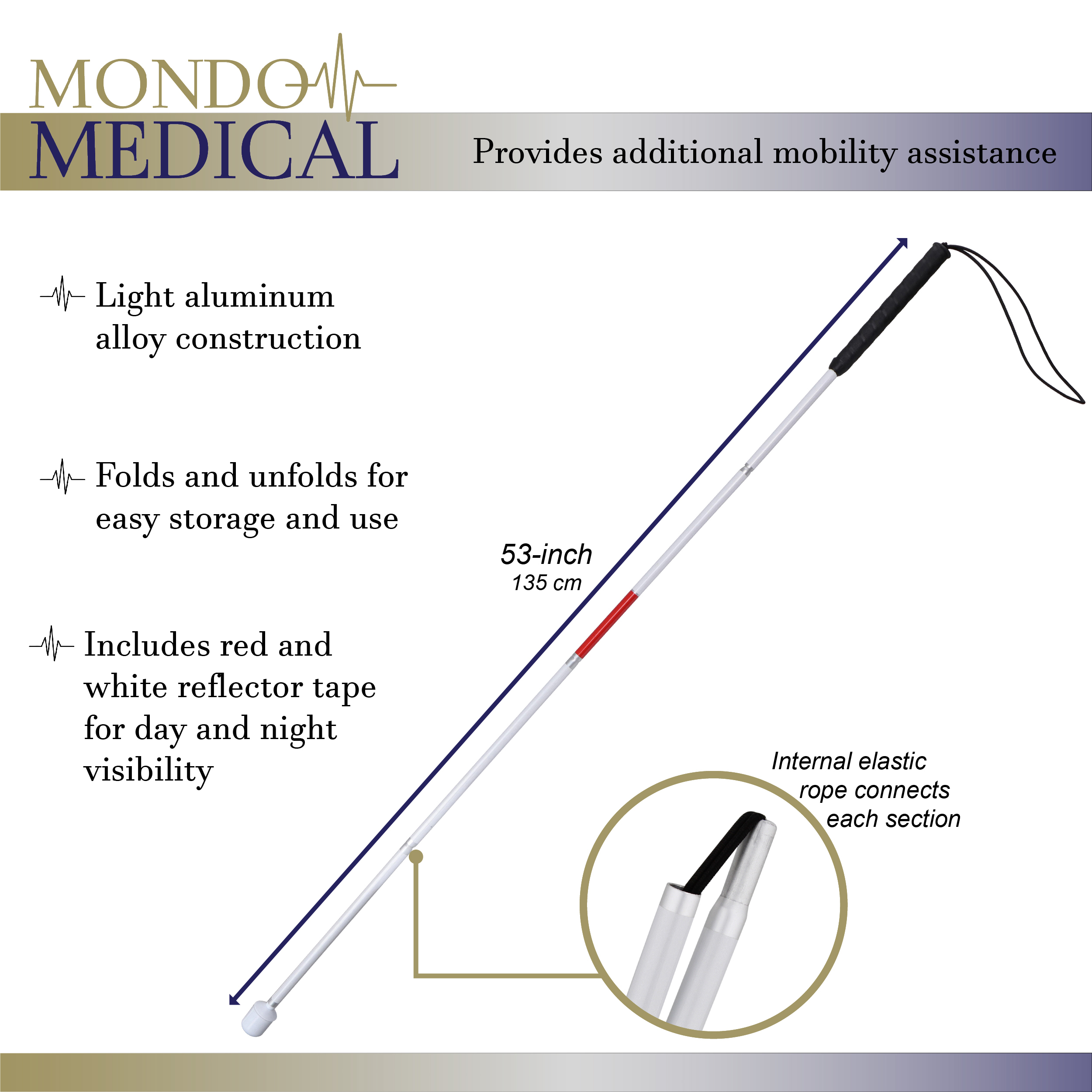 MonMed White Folding Mobility Cane for Visually Impaired Blind People 53 Inch eBay