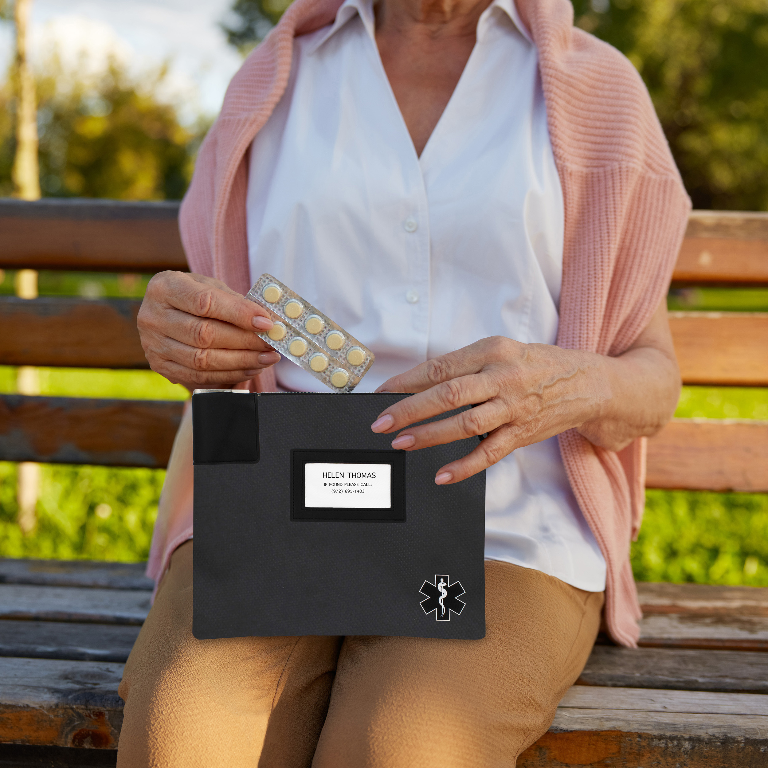 MonMed Locking Medicine Box Travel Medicine Bag with Lock and Key in