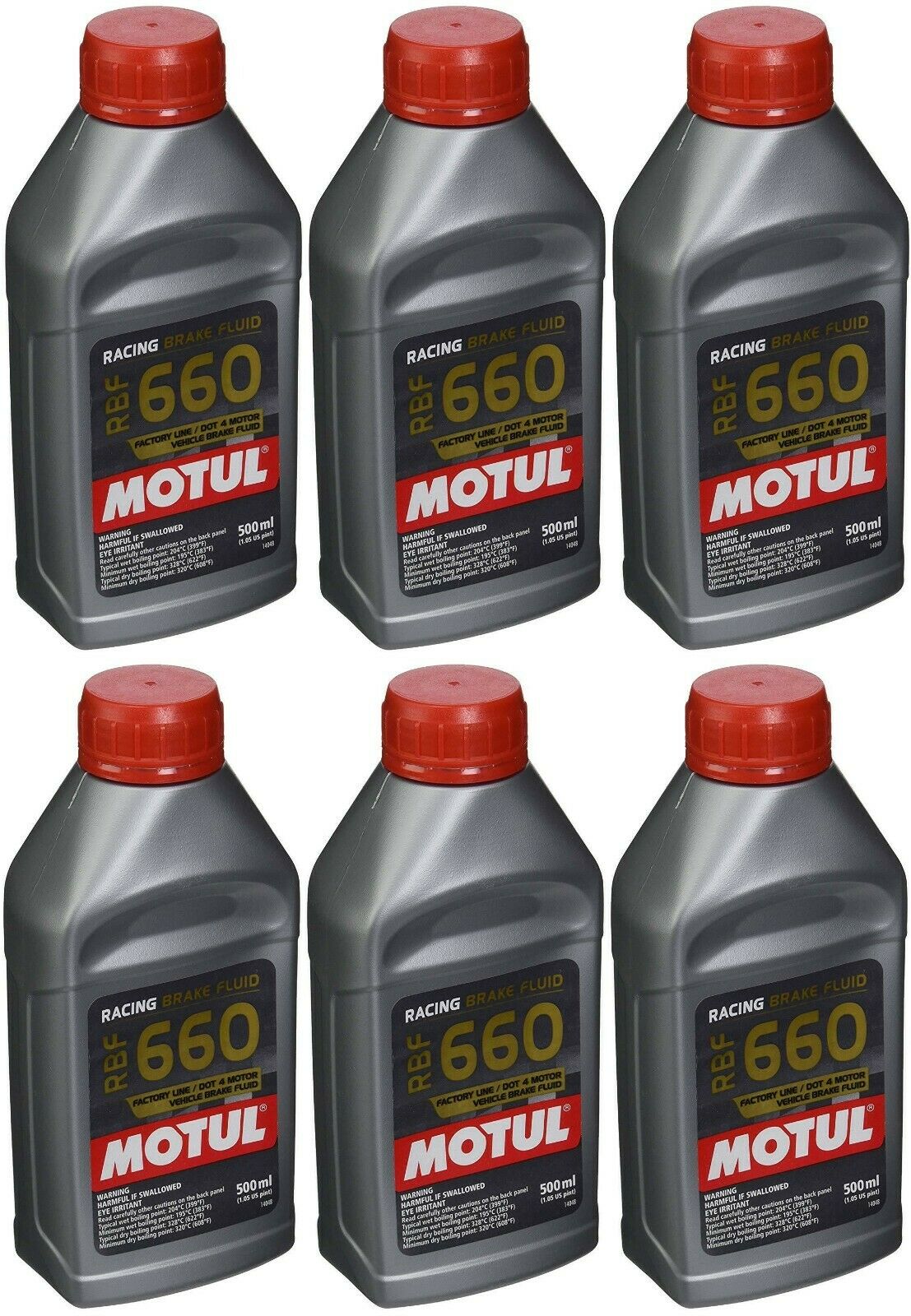 Motul RBF660 DOT4 Synthetic Racing Brake Fluid 101667 6Pack / 500ml