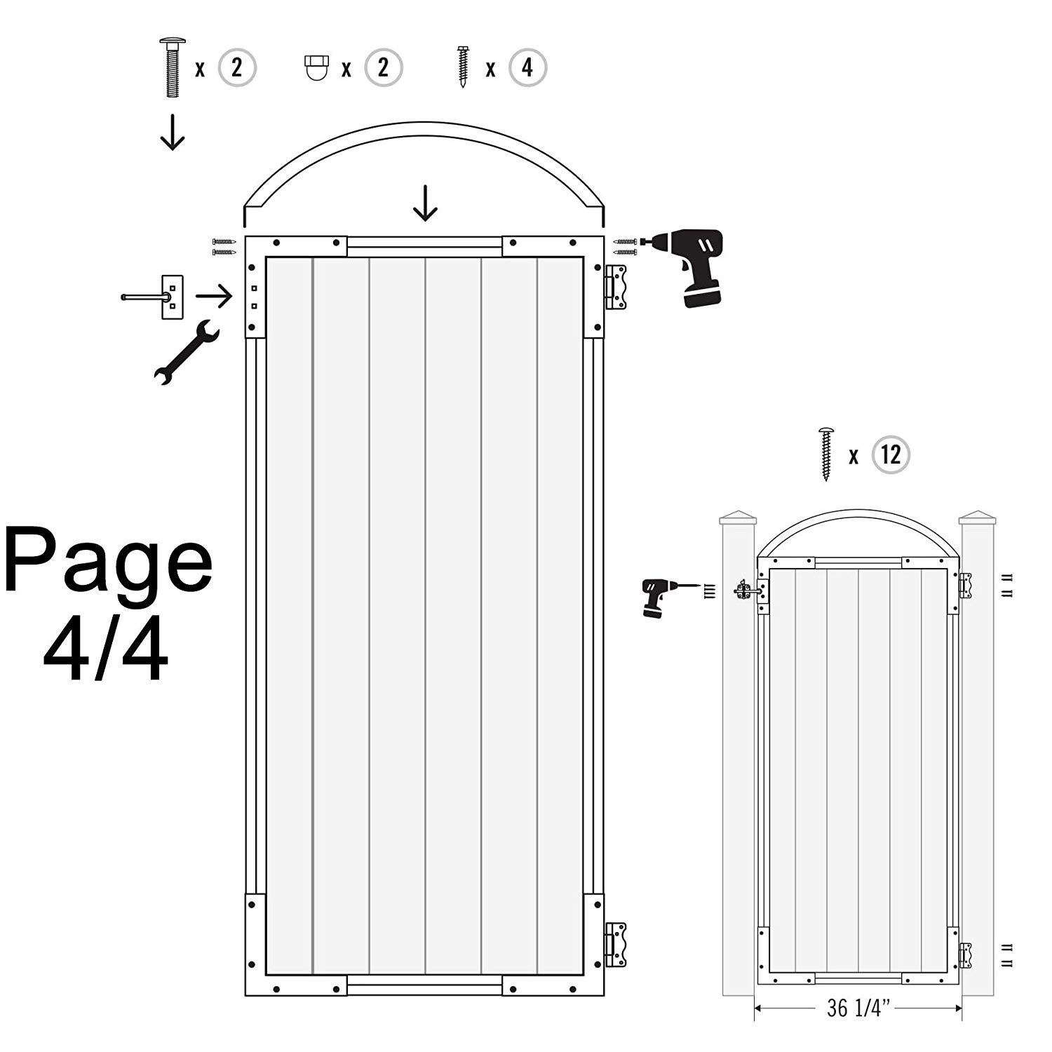 Nuvo Iron Decorative Strong Gate Frame Kit Pro 6 with Arch 664723440804