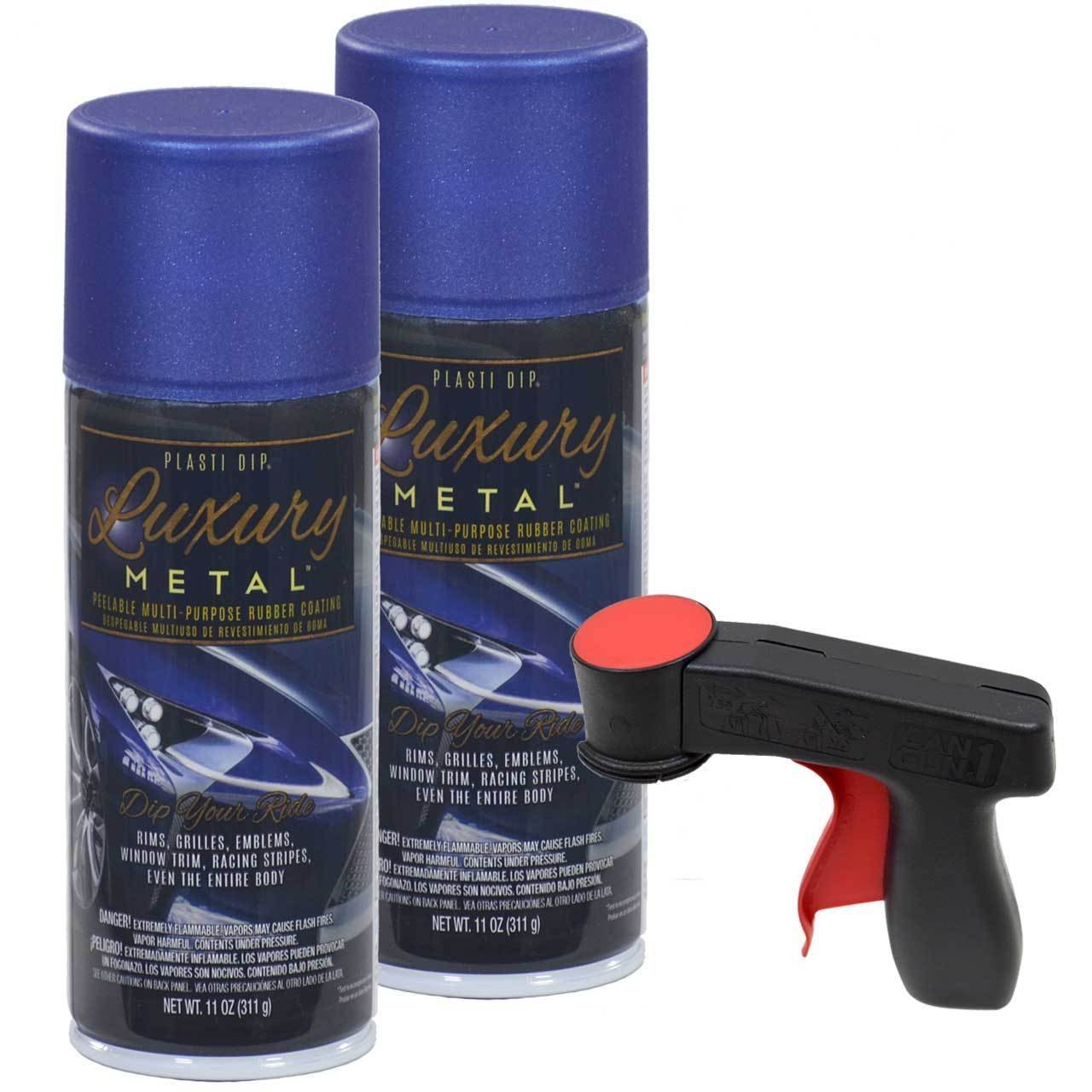 Plasti Dip Luxury Metal Spray 2 11oz Cans w/ Cangun (Ultrasonic Blue