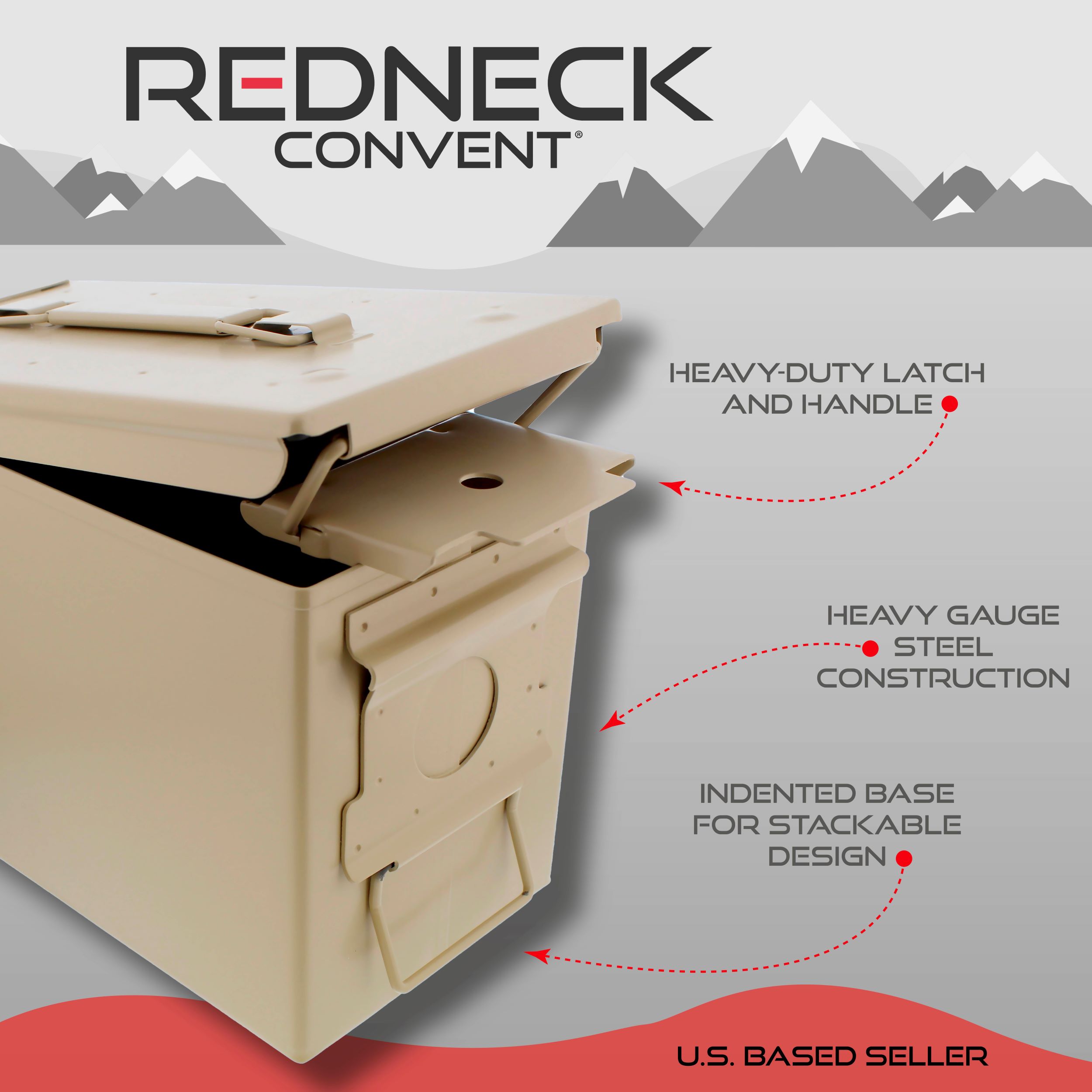 Tan Waterproof Ammo Box Military Storage Box MTM 50 Round Flip Top