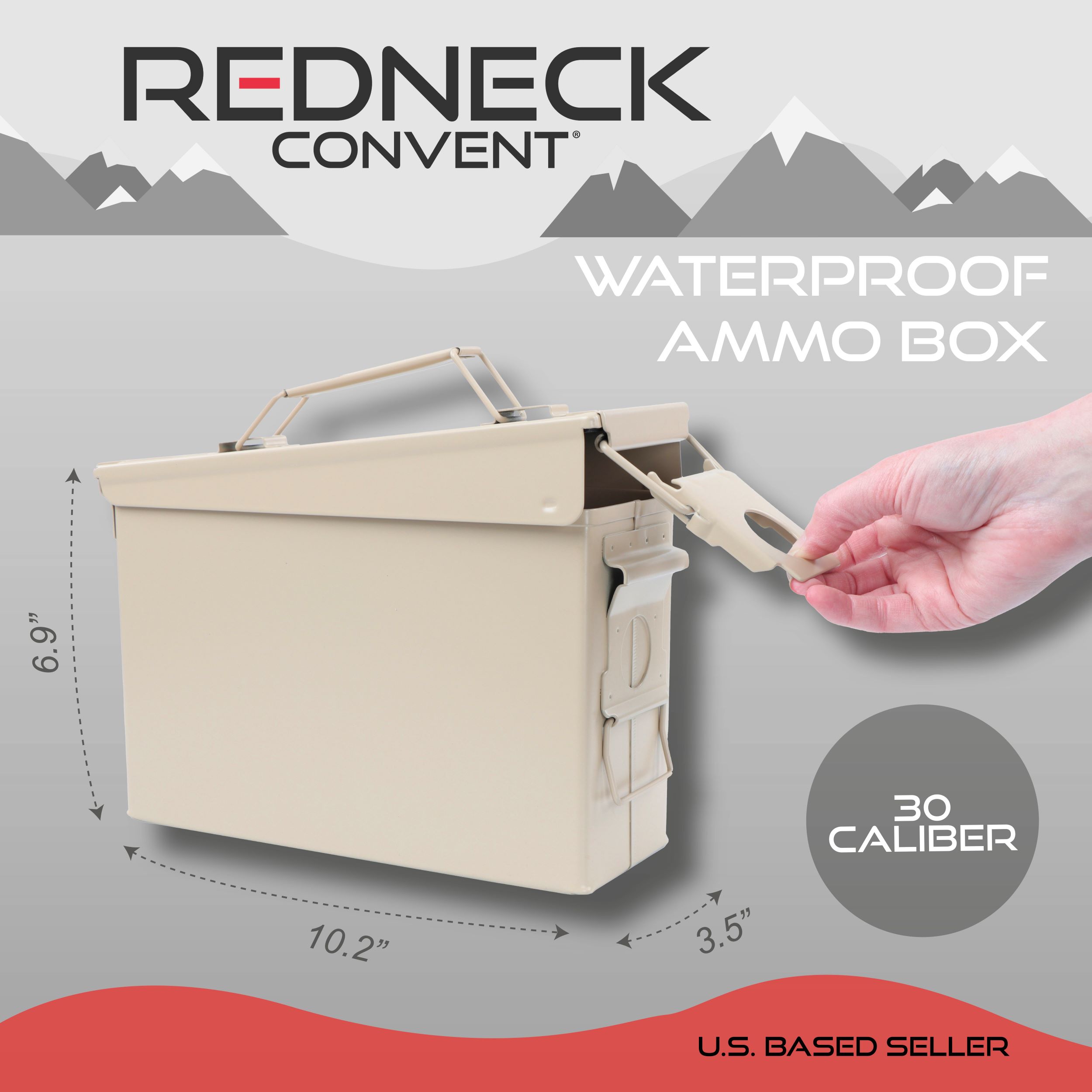 RC Tan Waterproof Ammo Box 30 Cal Large Ammo Storage Container with