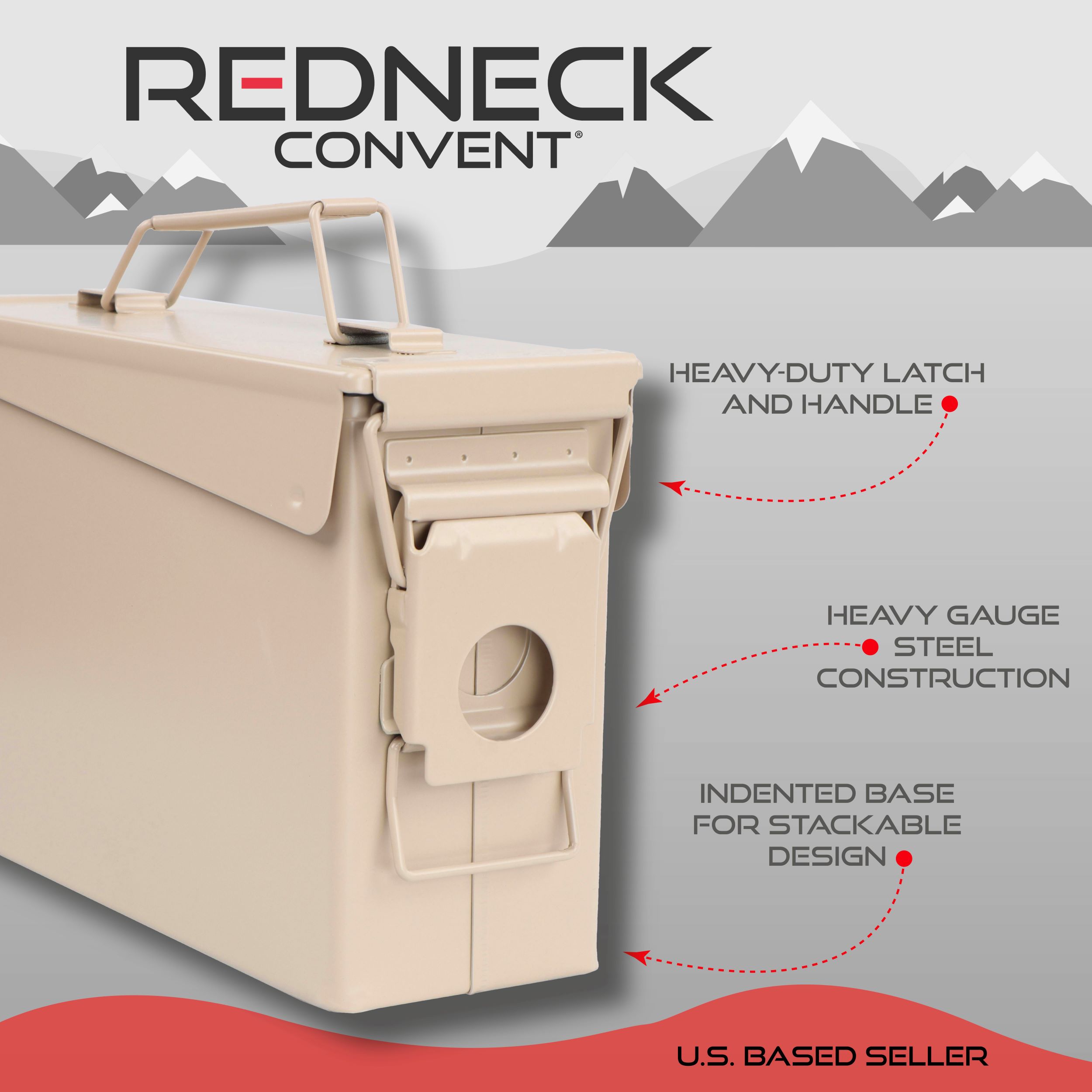 RC Tan Waterproof Ammo Box 30 Cal Large Ammo Storage Container with