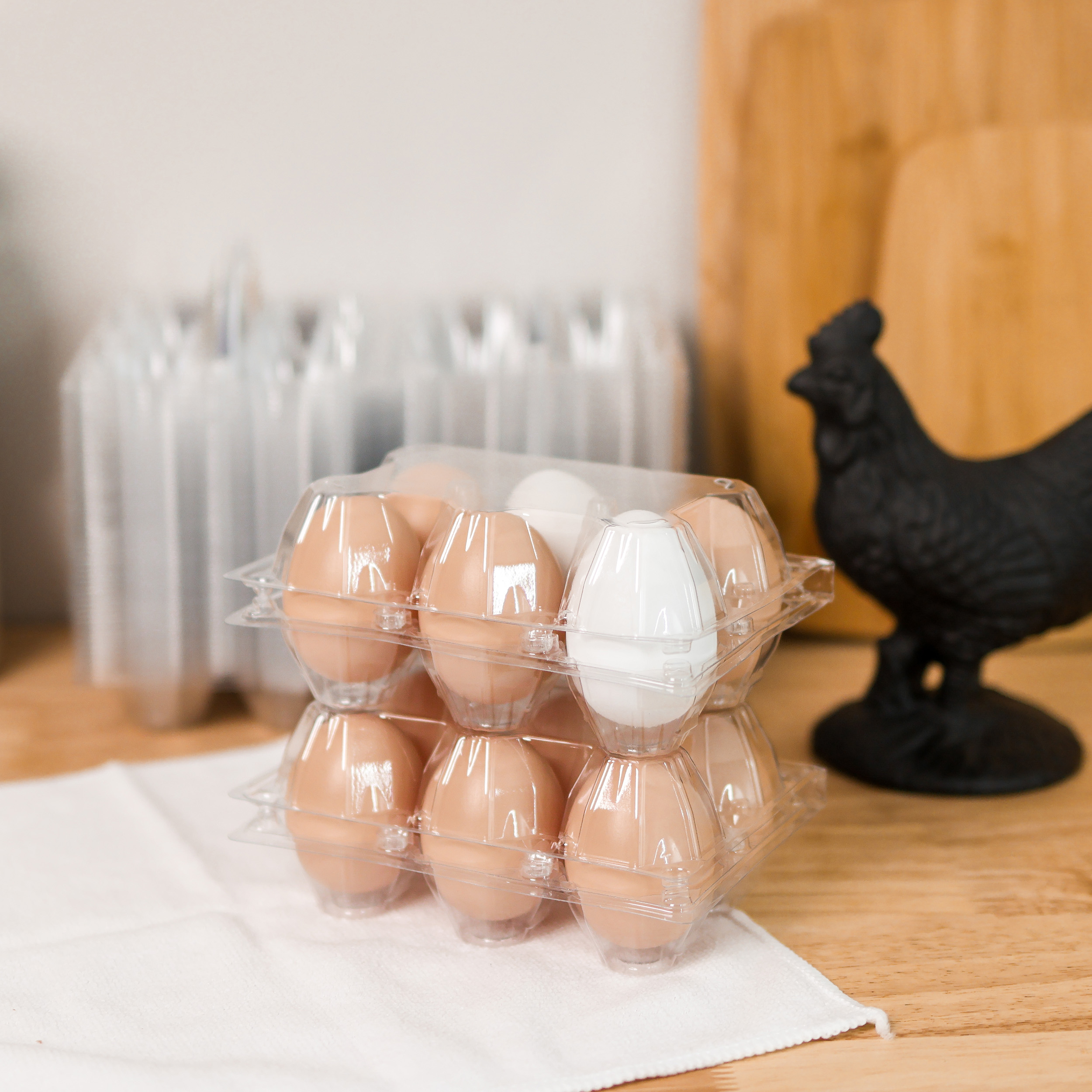 Rural365 Plastic Egg Carton for 6 Eggs 50ct Reusable Chicken Egg Holder