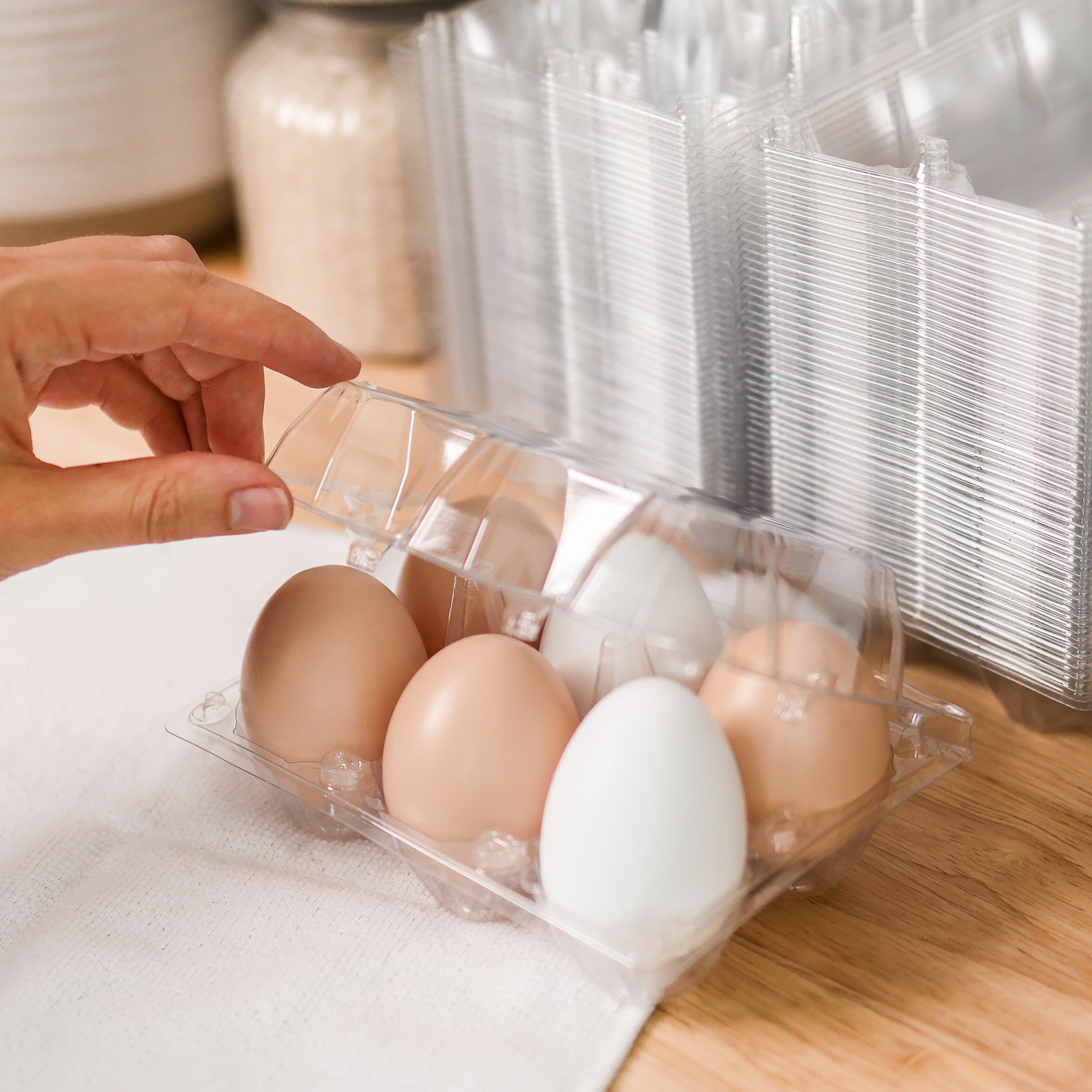 Rural365 Plastic Egg Carton for 6 Eggs 50ct Reusable Chicken Egg Holder