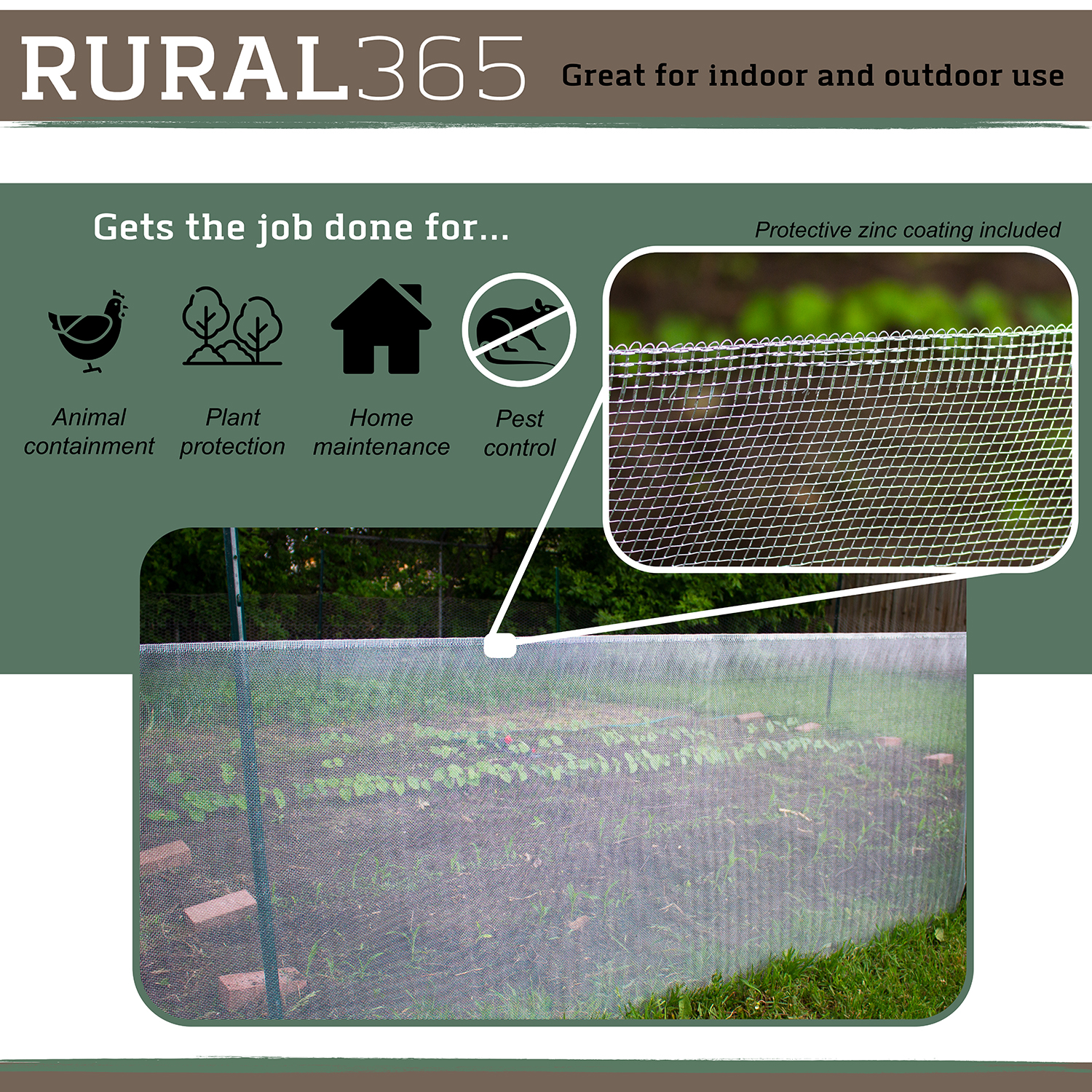 Rural365 Steel Hardware Cloth 1/8 Inch Mesh Chicken Wire Fence Netting