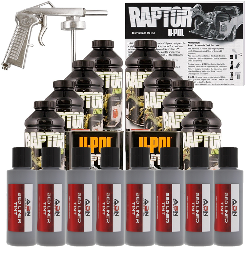 UPOL Raptor Tintable Mesa Gray Bed Liner Kit w/ Spray Gun, 8 Liters