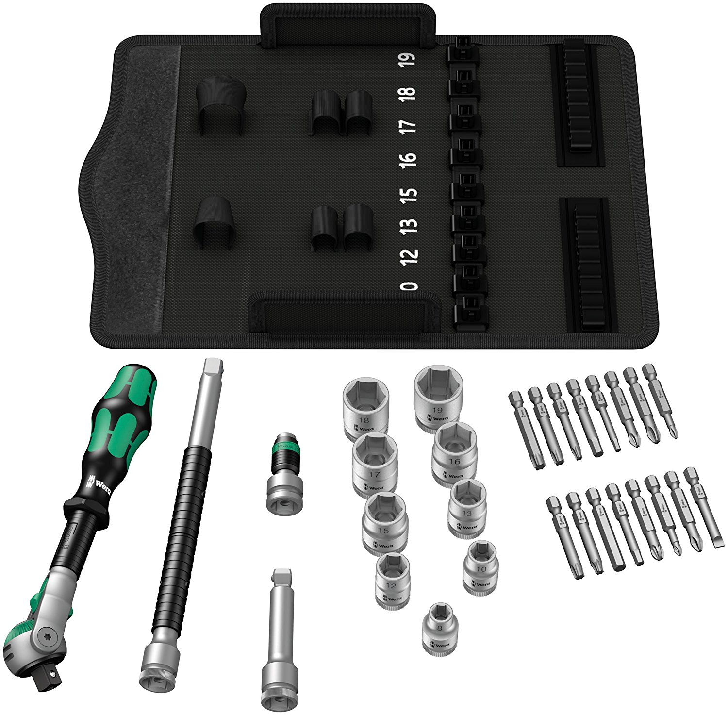 Wera 05004046001 8100 SB 6 Zyklop Speed Ratchet Set, 3/8" Drive, Metric