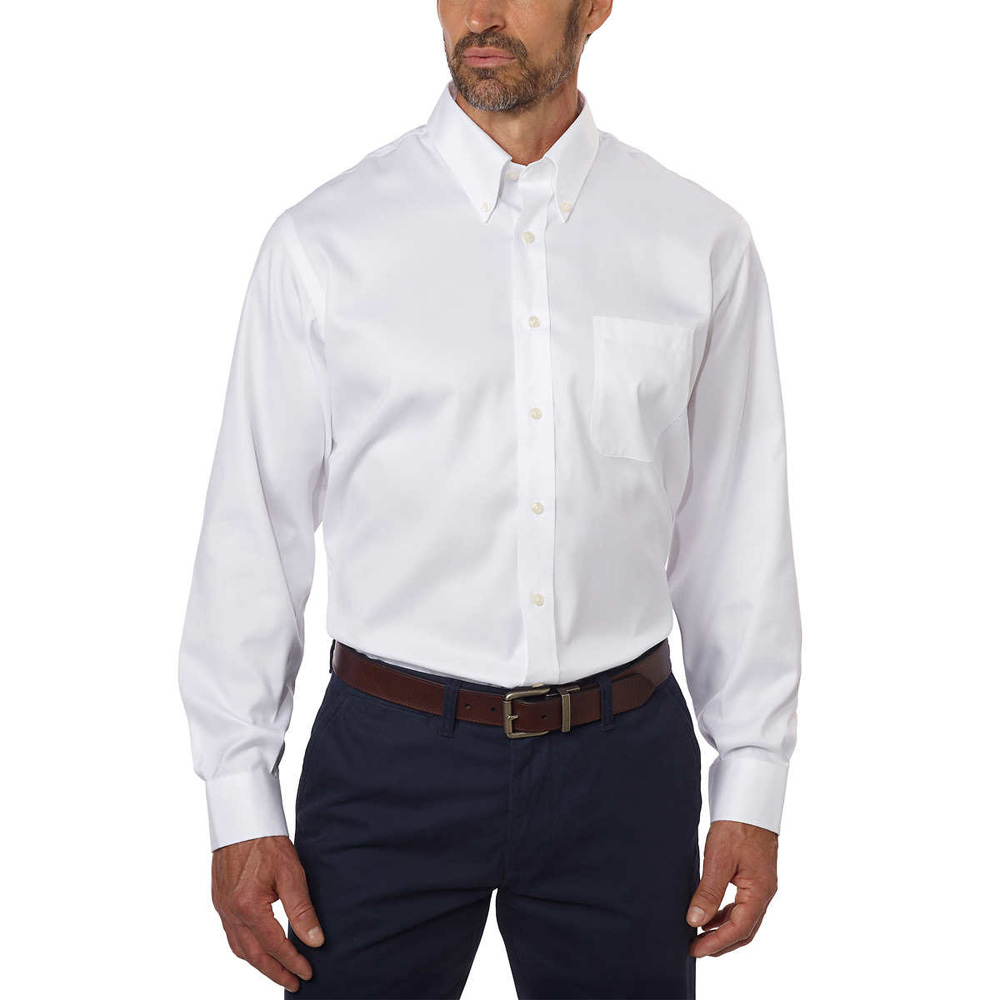 Kirkland Signature Men Button Down Spread Collar NonIron Cotton Dress