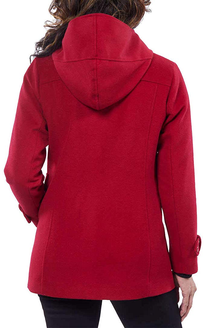 red wool toggle coat