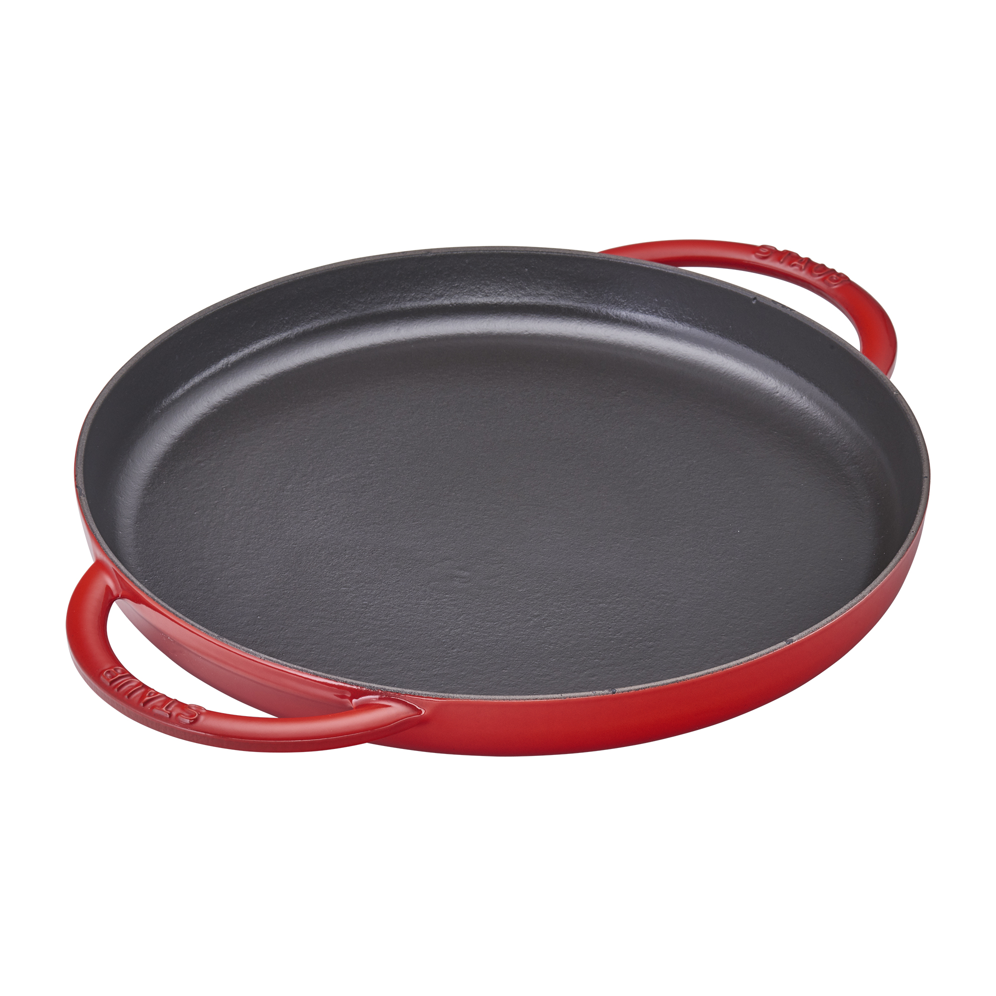 staub cast iron 12" round double handle pure griddle