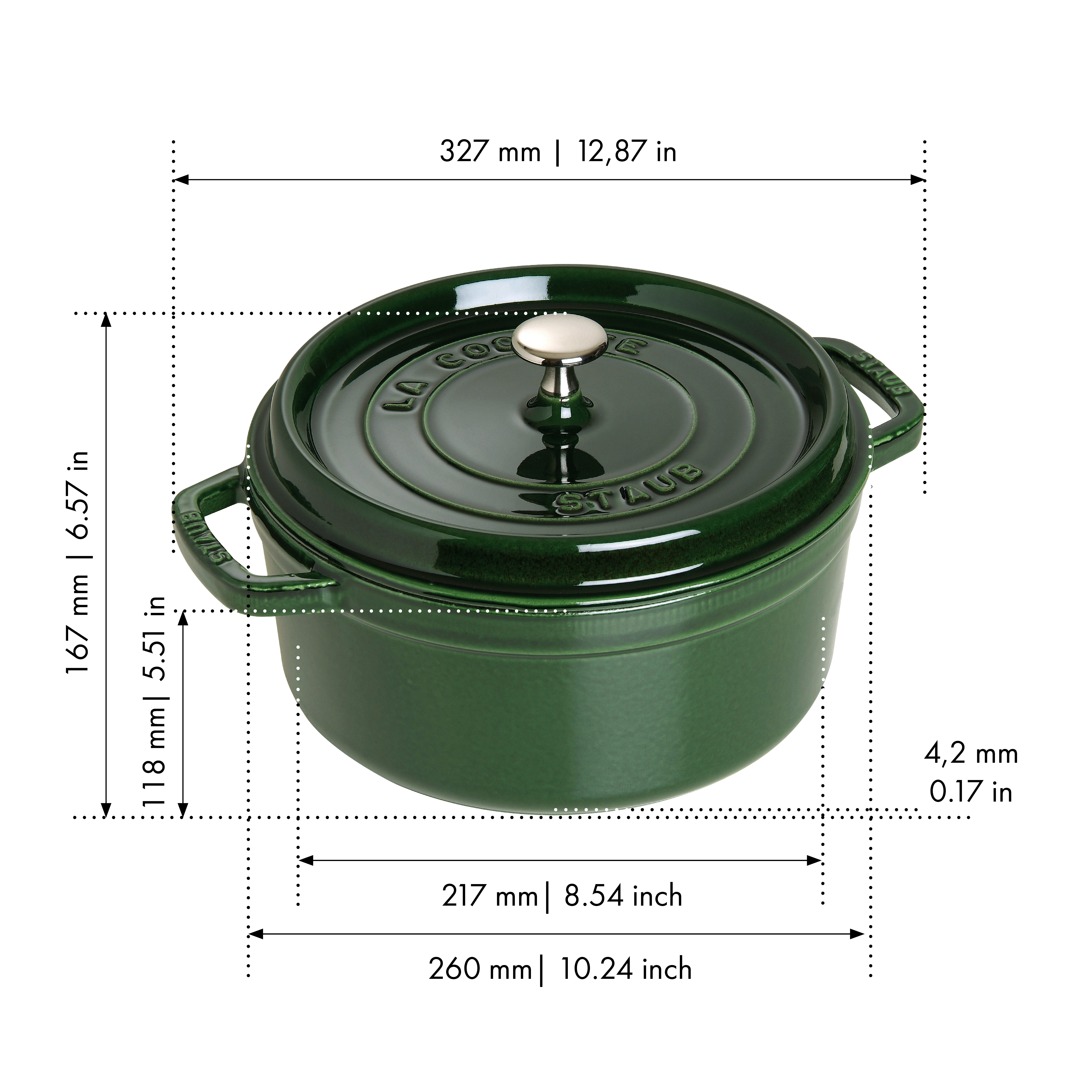 Staub 1102685 Cast Iron Round Cocotte Oven Quart Basil for