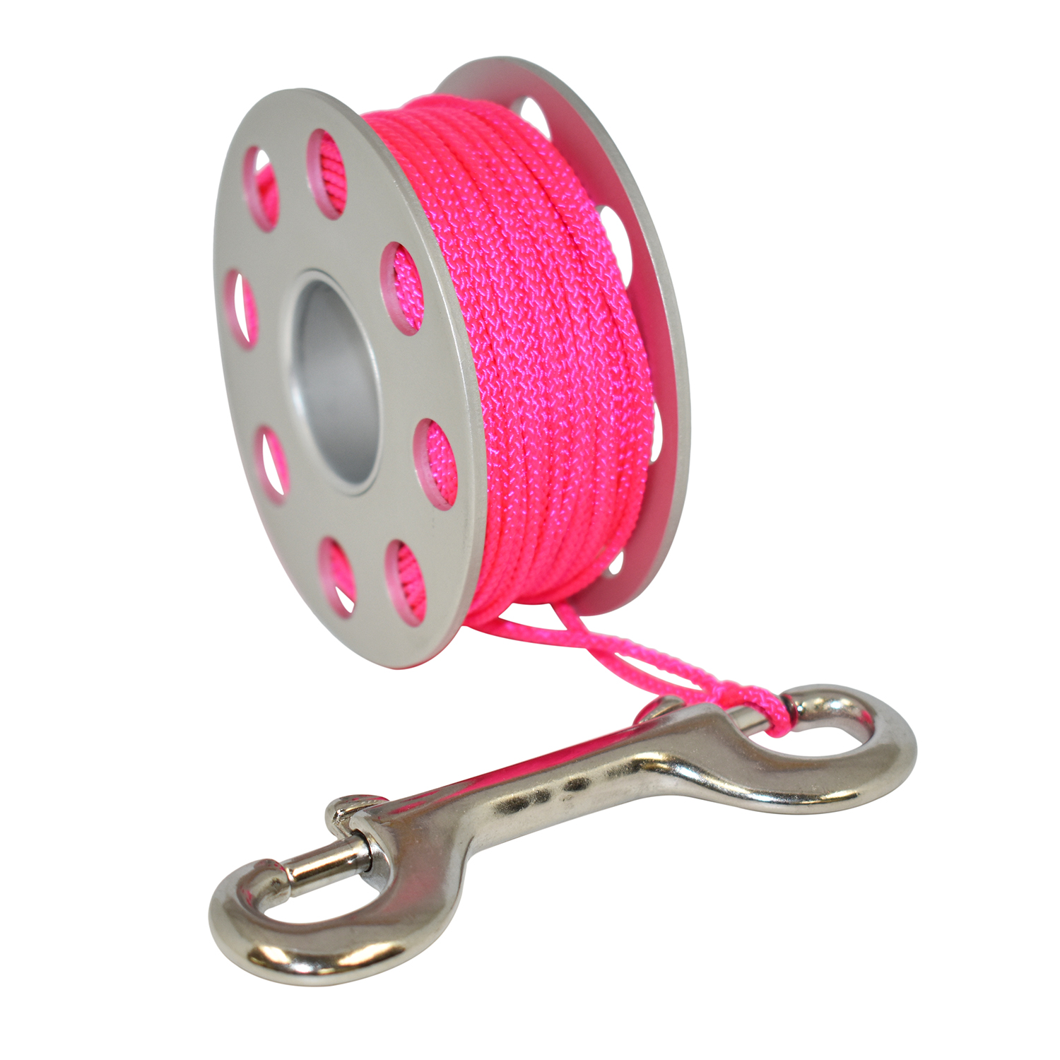 Scuba Choice Aluminum Finger Spool 75ft Dive Reel w//Bolt Snap-Blue//Pink
