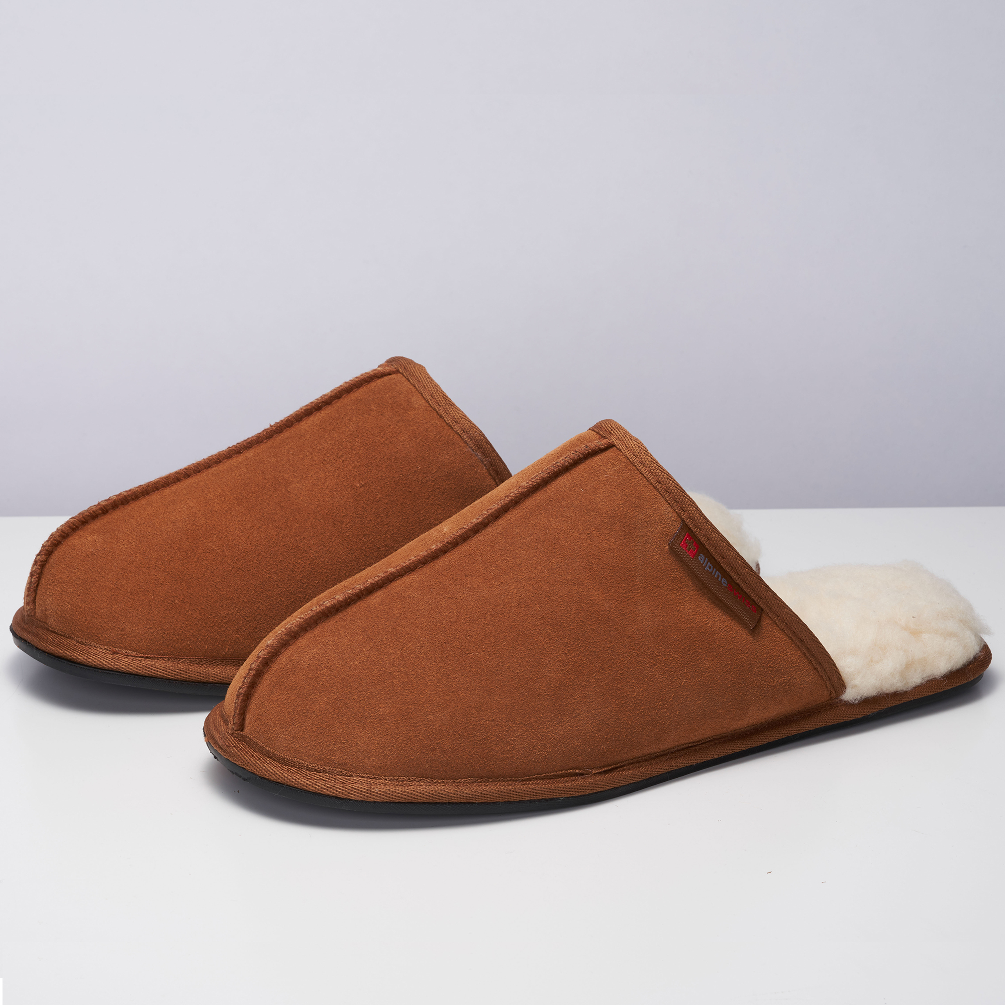 Alpine Swiss Mens Suede Memory Foam Scuff Slippers Comfort Slip On House Shoes