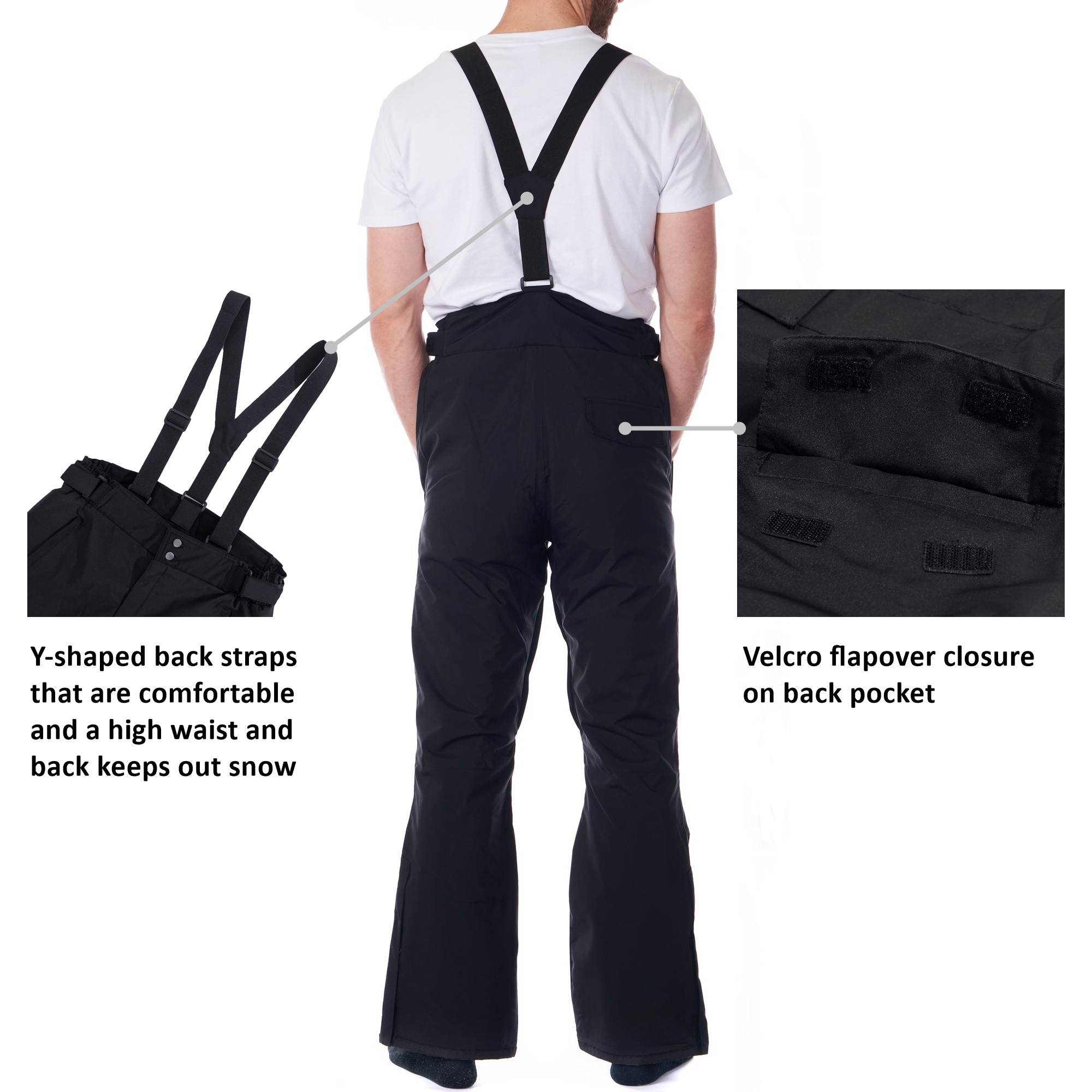 Alpine Swiss Mens Waterproof Snowboard Ski Snow Pants with Removeable Suspenders