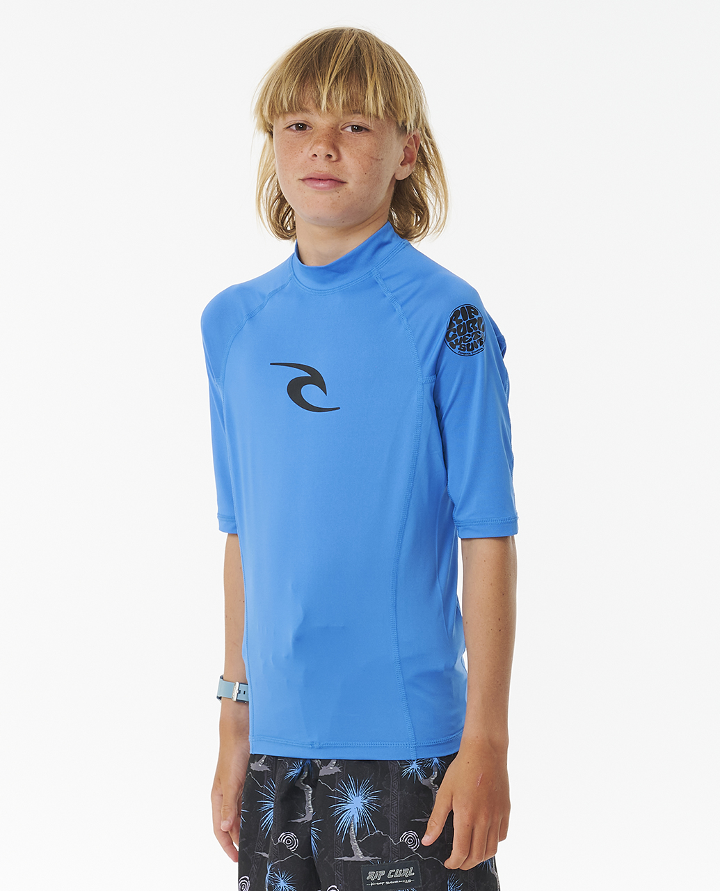 Rip Curl Kids Brand Wave UPF 50 Short Sleeve Surf T-Shirt Rash Vest Top - Picture 3 of 19