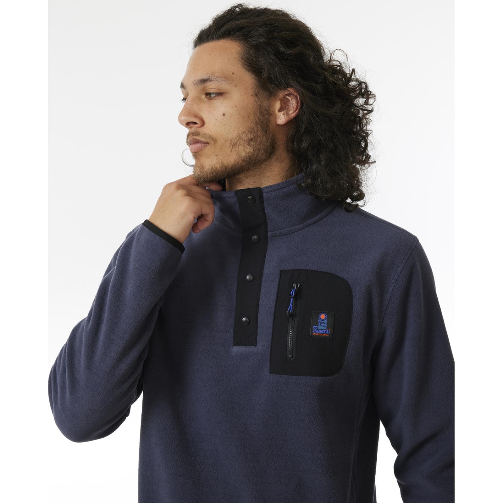 Rip Curl Mens Search Polar Half Zip Fleece Crew Neck Chest Pocket Winter Warm - Picture 9 of 9