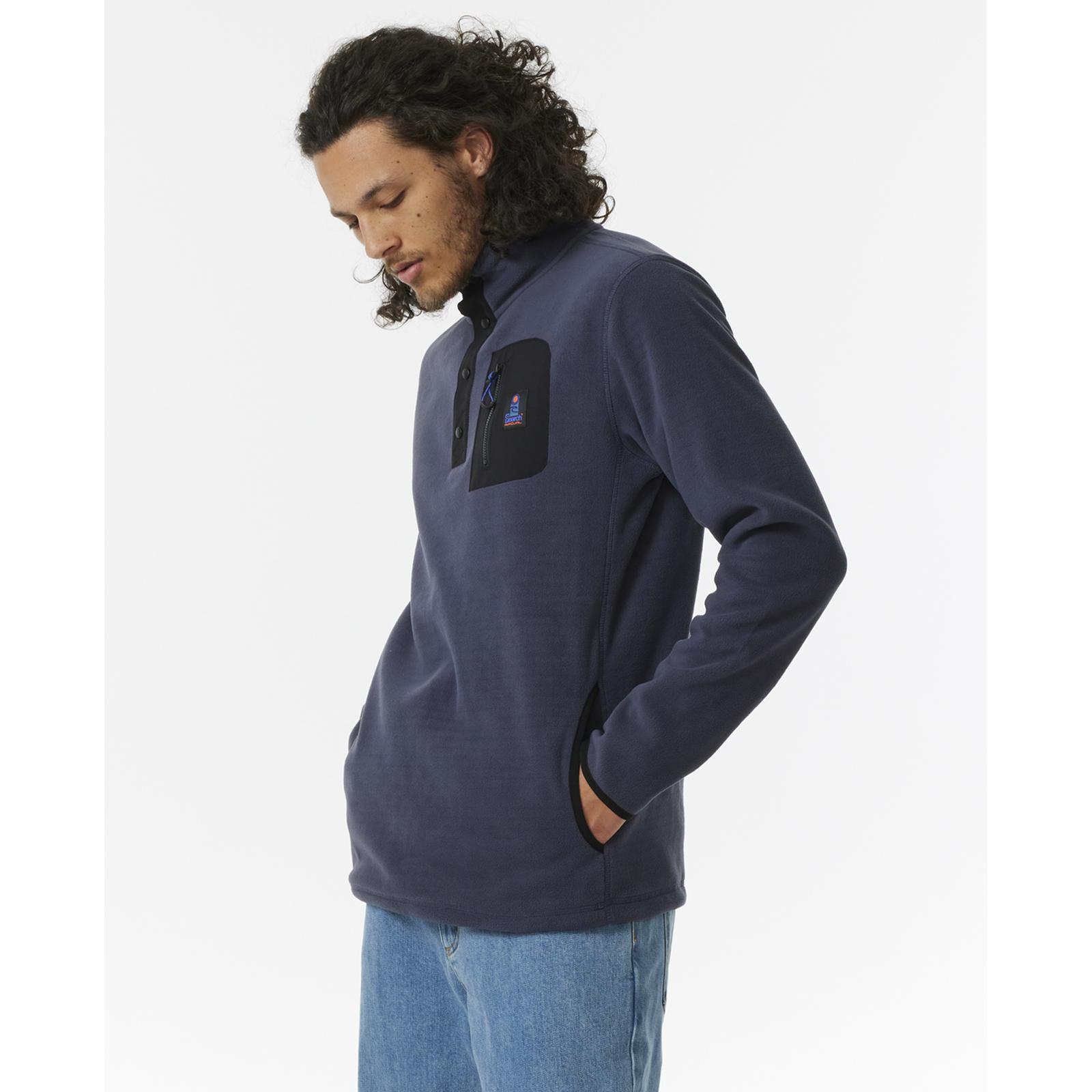 Rip Curl Mens Search Polar Half Zip Fleece Crew Neck Chest Pocket Winter Warm - Picture 7 of 9