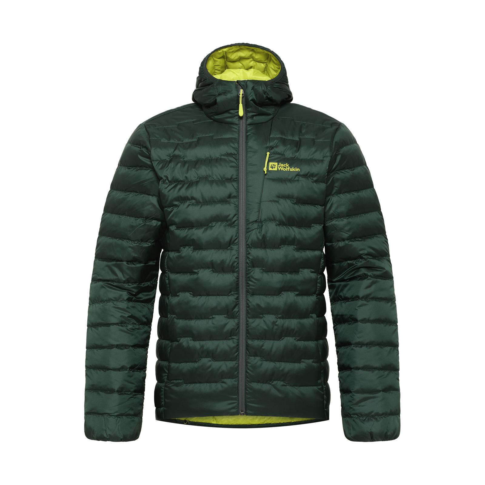 Pre-owned Jack Wolfskin Mens Passamani Hooded Warm Winter Padded Quilted Jacket Coat In Black Olive
