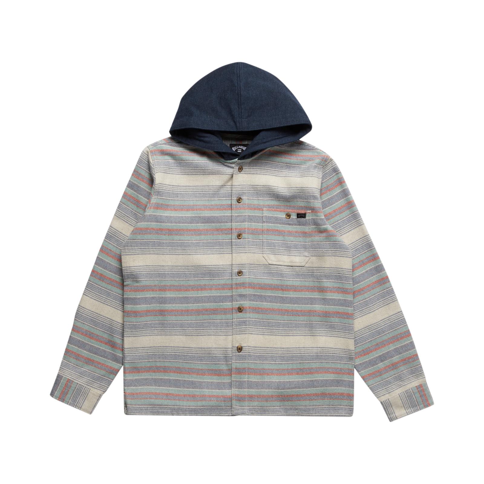 Billabong Kids Baja Flannel Long Sleeve Hooded Shirt Shacket Buttons Outdoor - Picture 3 of 3