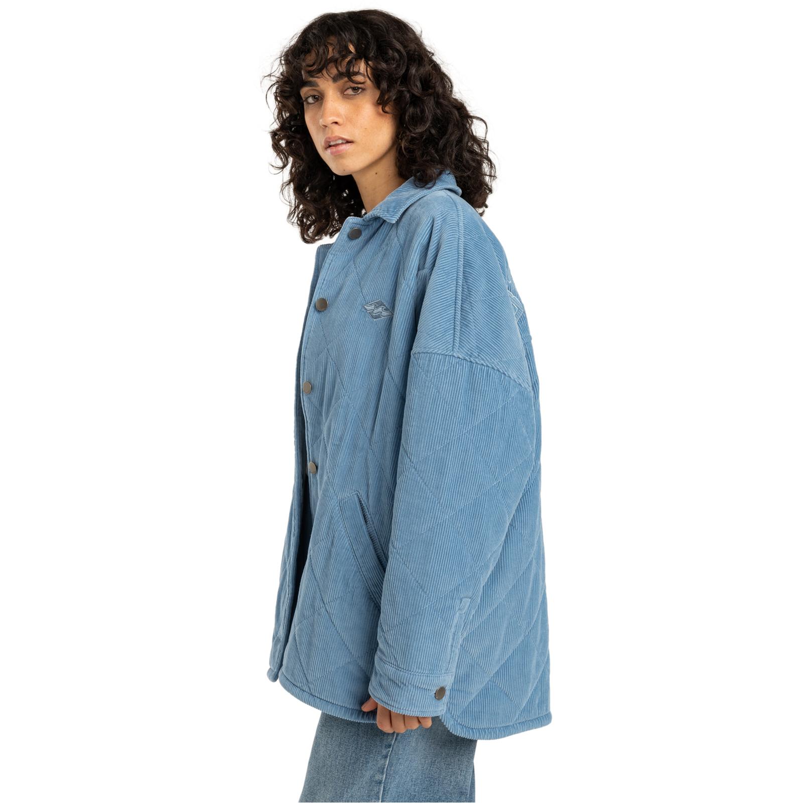 Billabong Womens Trucker Jacket Water Repellent Collared Jersey Lining Cotton