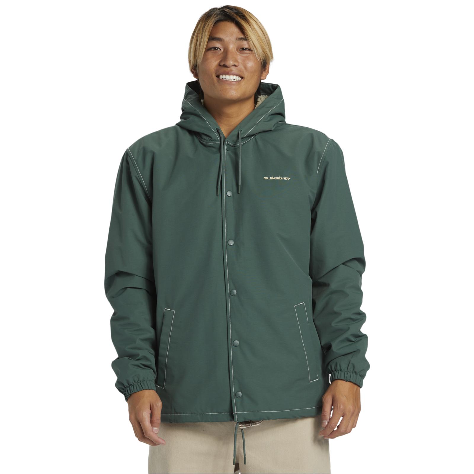 Quiksilver Mens Rain Cloud Coach Hooded Jacket Winter Bomber Coat Waterproof - Picture 10 of 17