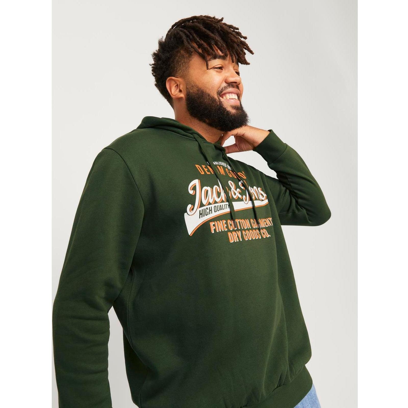 Jack & Jones Mens Logo Plus Size Big Tall Hooded Pullover Sweatshirt Hoodie - Picture 27 of 34