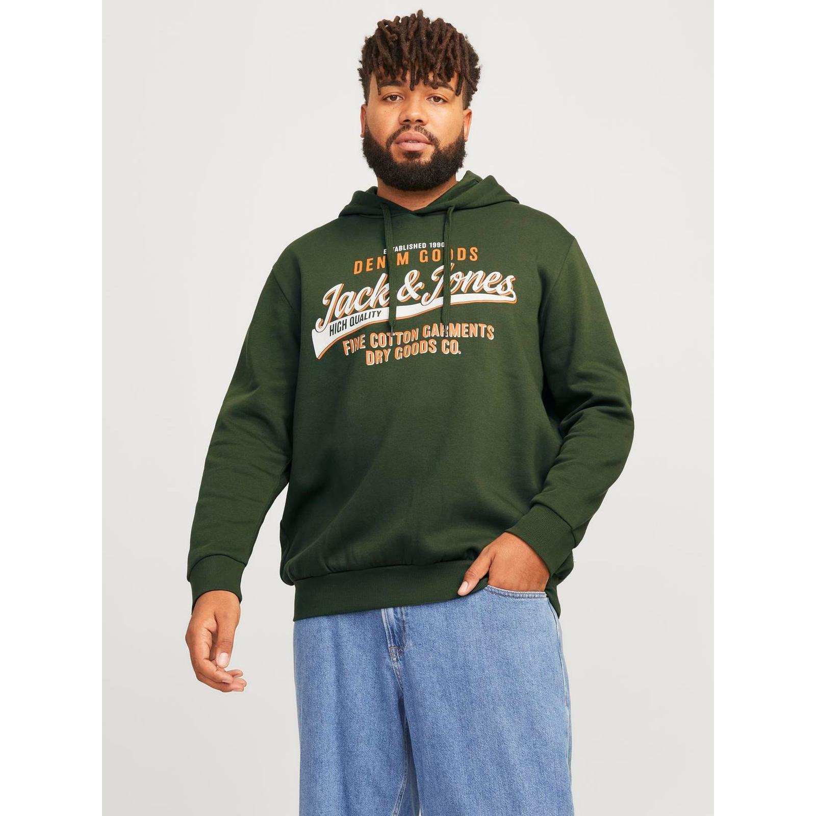 Jack & Jones Mens Logo Plus Size Big Tall Hooded Pullover Sweatshirt Hoodie - Picture 25 of 34