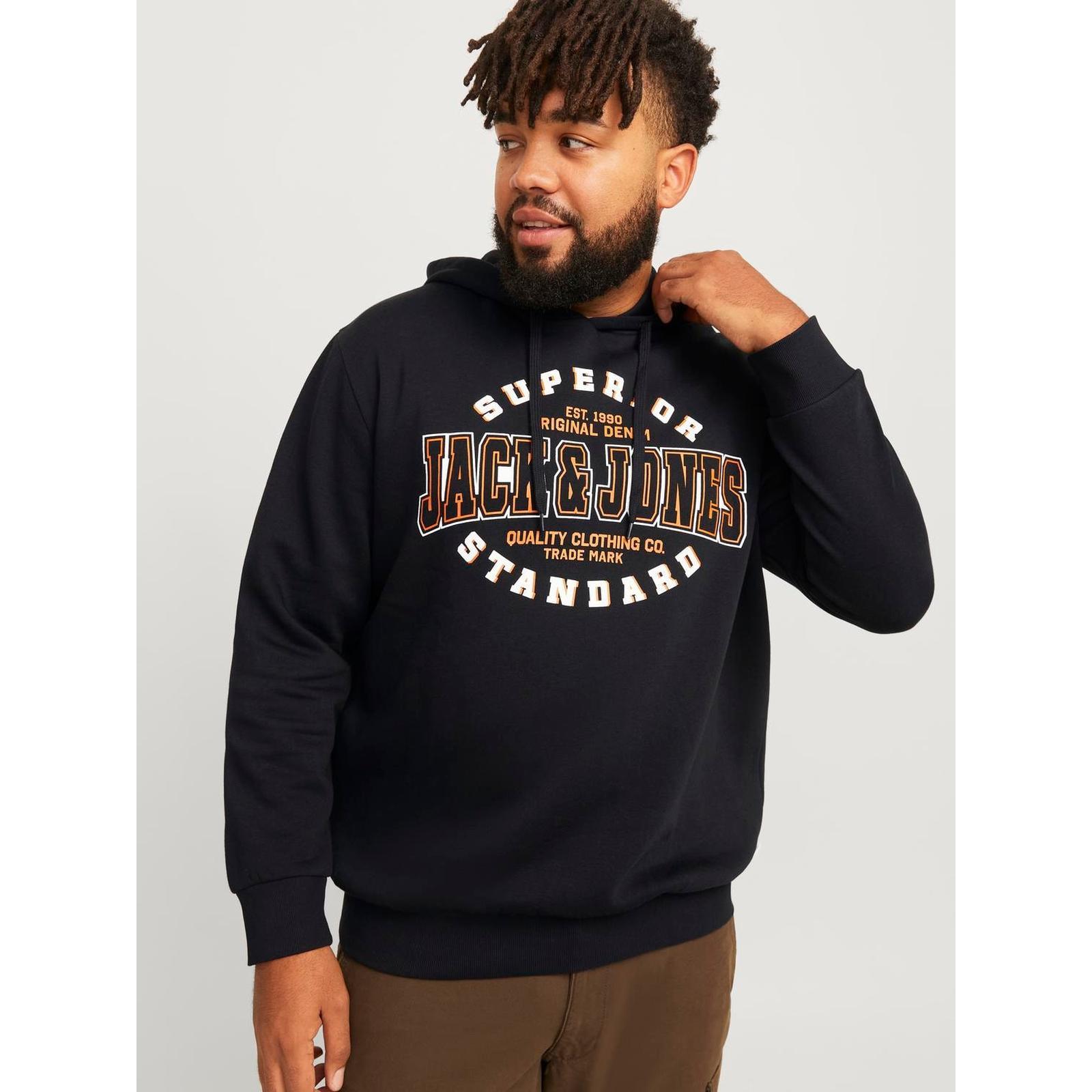 Jack & Jones Mens Logo Plus Size Big Tall Hooded Pullover Sweatshirt Hoodie - Picture 7 of 34