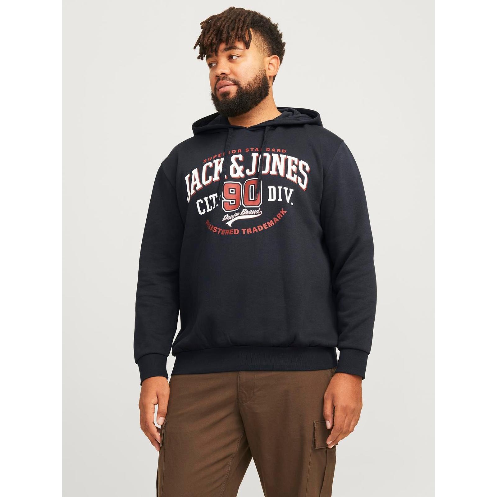 Jack & Jones Mens Logo Plus Size Big Tall Hooded Pullover Sweatshirt Hoodie - Picture 15 of 34
