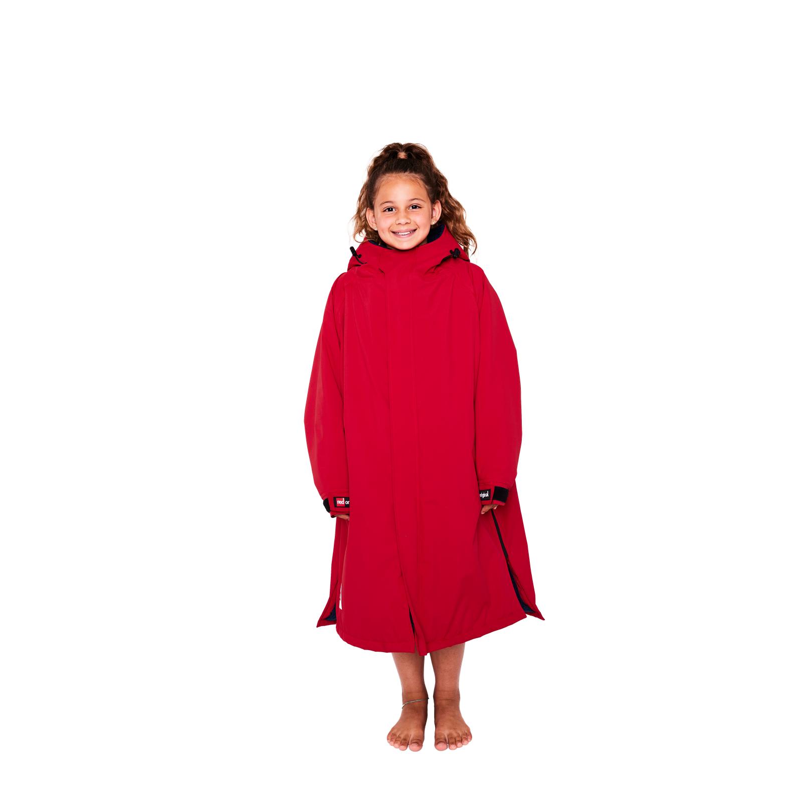 Red Kids Dry Pro Hooded Surf Surfing Swim Fur Lining Changing Robe - Picture 20 of 25