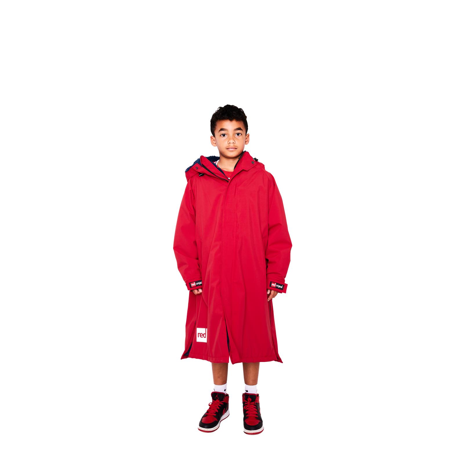 Red Kids Dry Pro Hooded Surf Surfing Swim Fur Lining Changing Robe - Picture 24 of 25