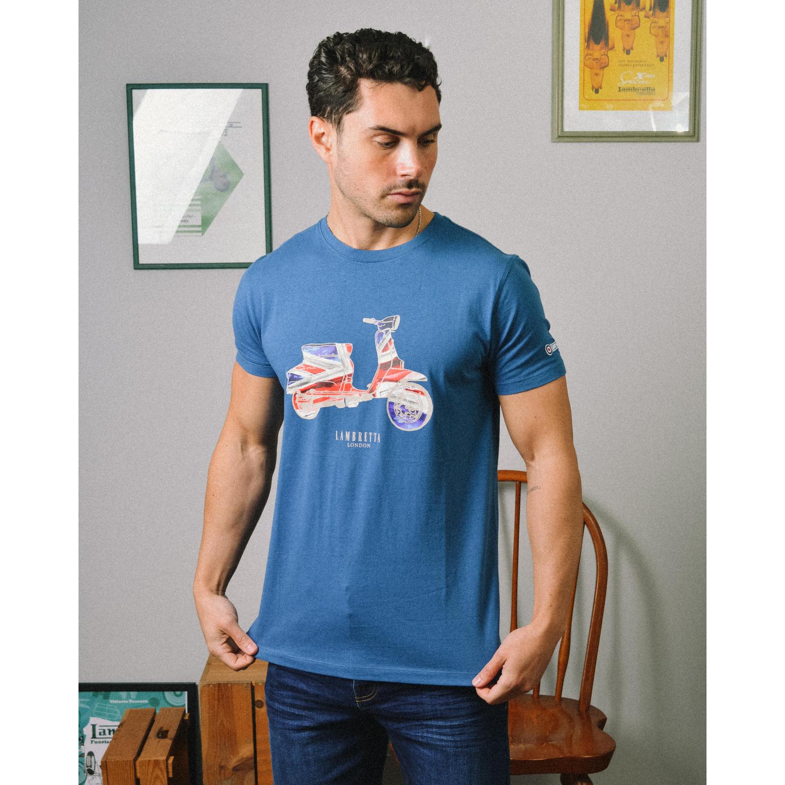 Lambretta Men's Scooter Brand Short Sleeve Cotton T-Shirt – Casual Tee With Embroidery