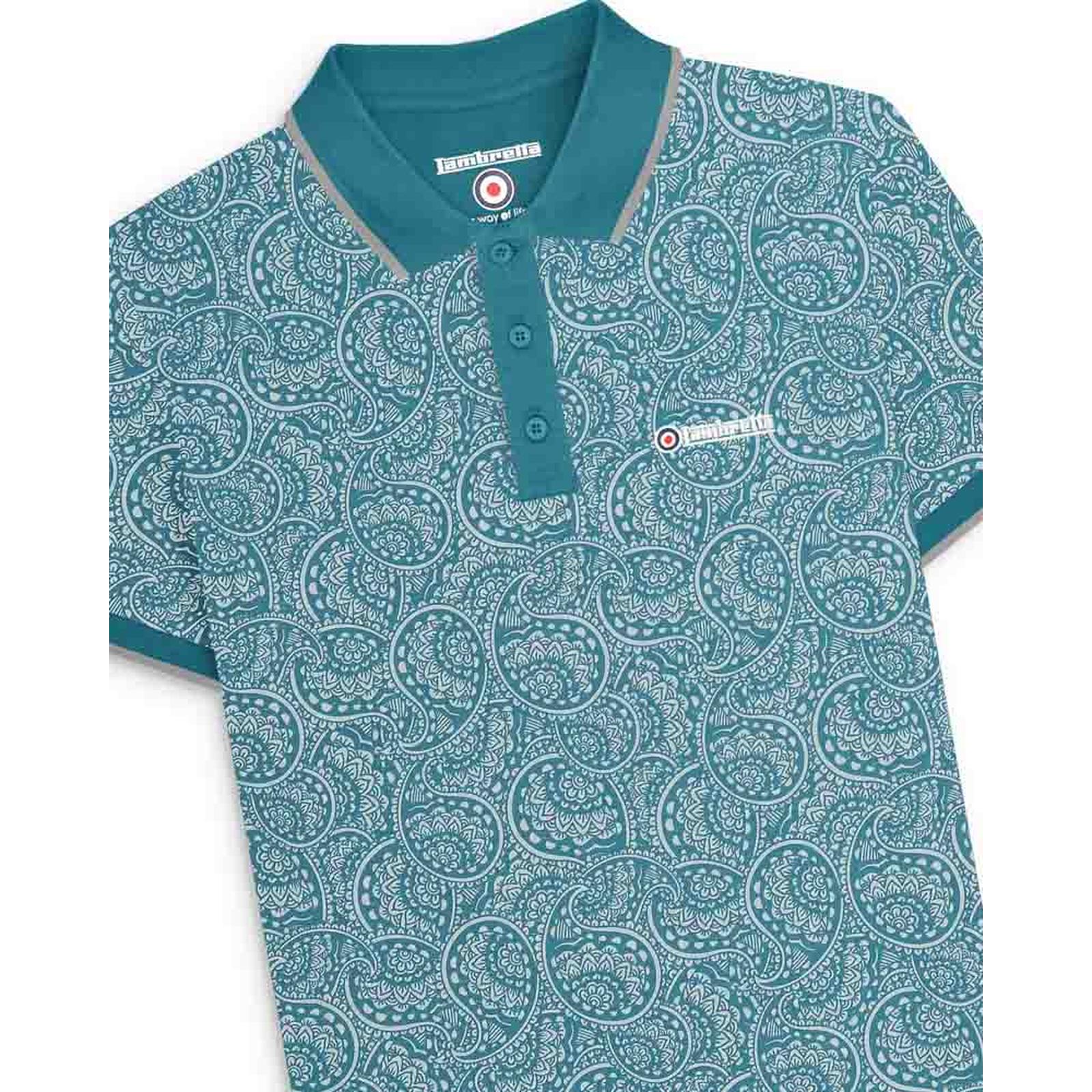 Camisa Polo Top Lambretta Para Hombres Paisley Tonal Manga Corta Mod - Imagen 2 de 11