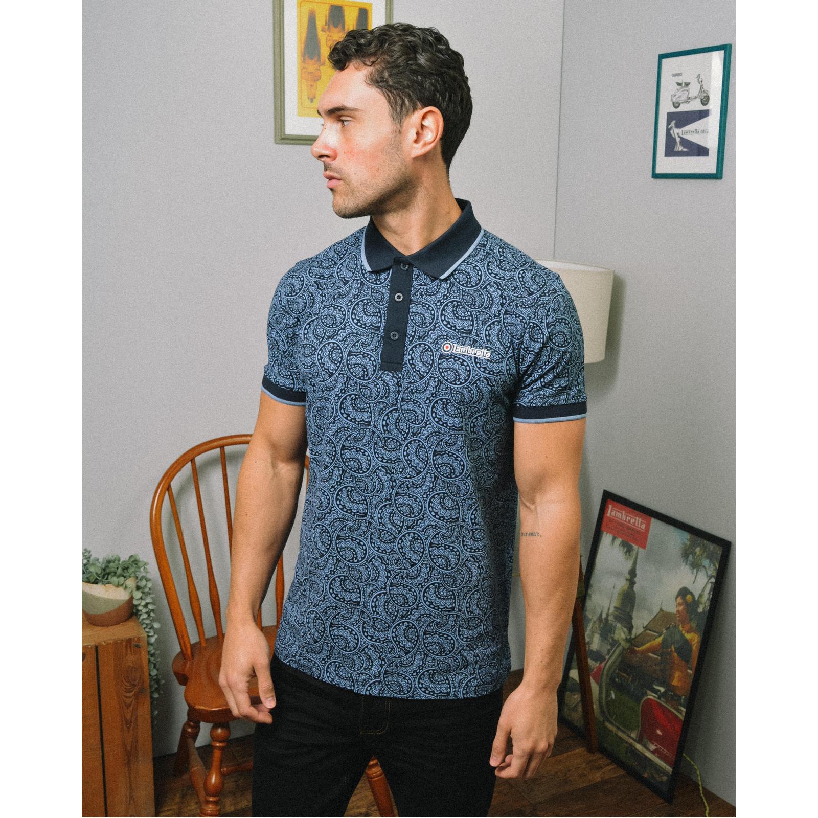 Camisa Polo Top Lambretta Para Hombres Paisley Tonal Manga Corta Mod - Imagen 7 de 11
