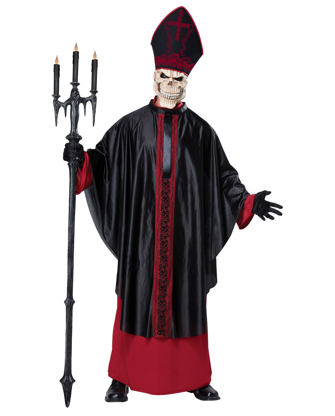 Black Mass Skeleton Priest Grim Reaper Evil Pope Gothic Adult Costume S//M L//XL