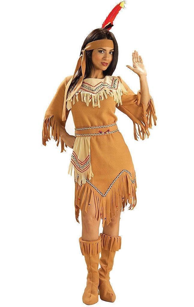 W461 Native American Indian Maiden Pocahontas Wig With Plaits Braid With Feather