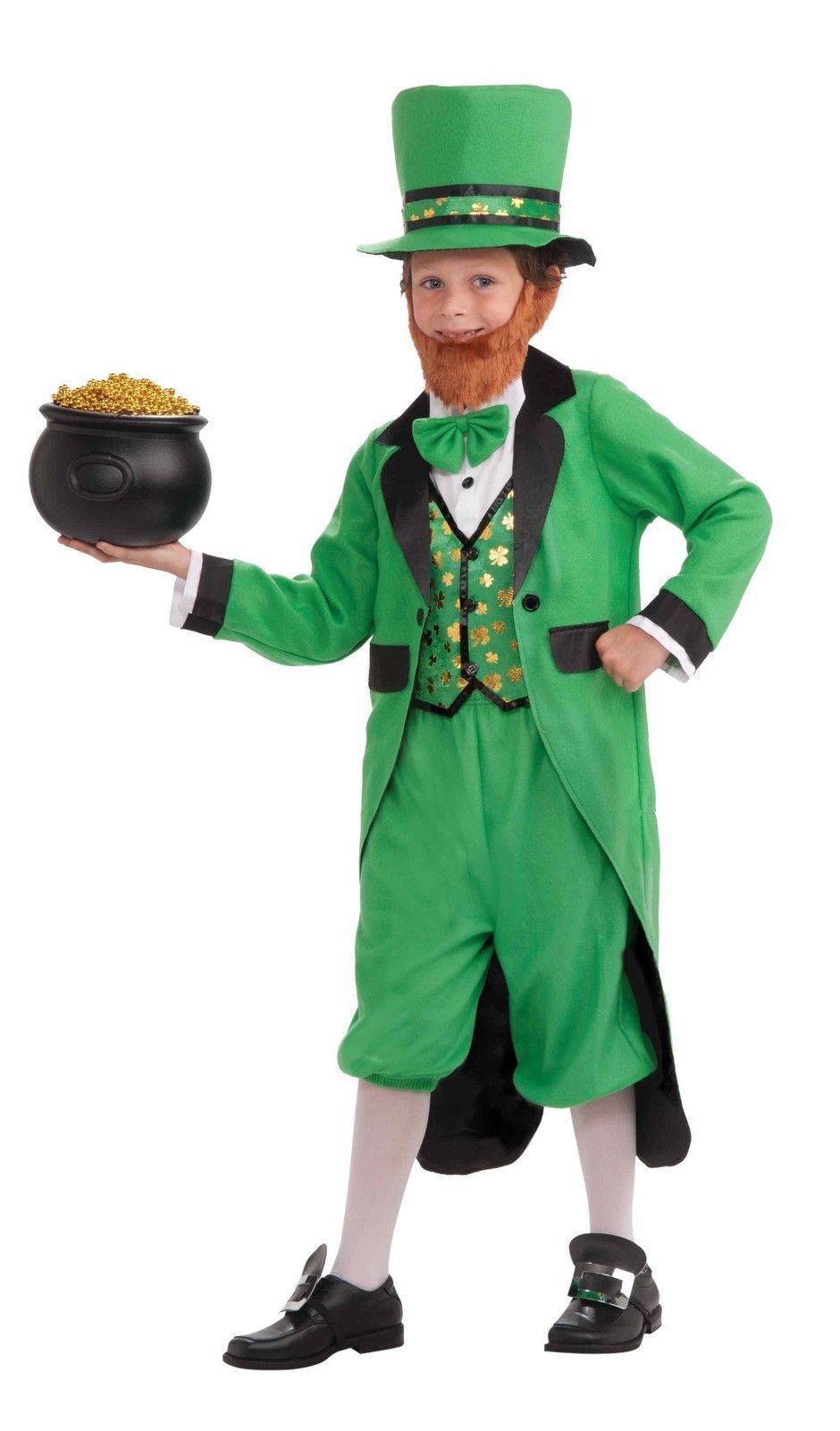 Leprechaun Child Costume Jacket St Patrick Hat Vest Shamrock Small 4-6 Green Mr