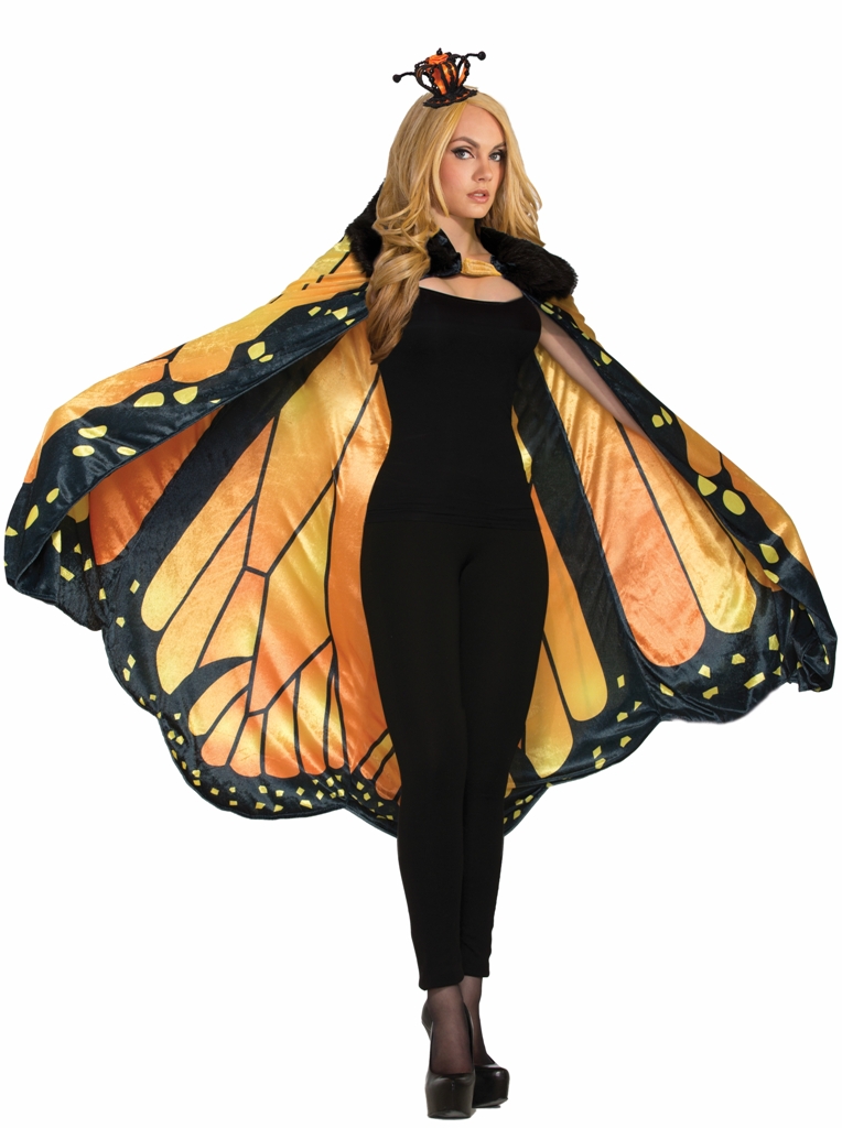 Monarch Butterfly Cape Long Cloak Beautiful Wings Orange Black Adult
