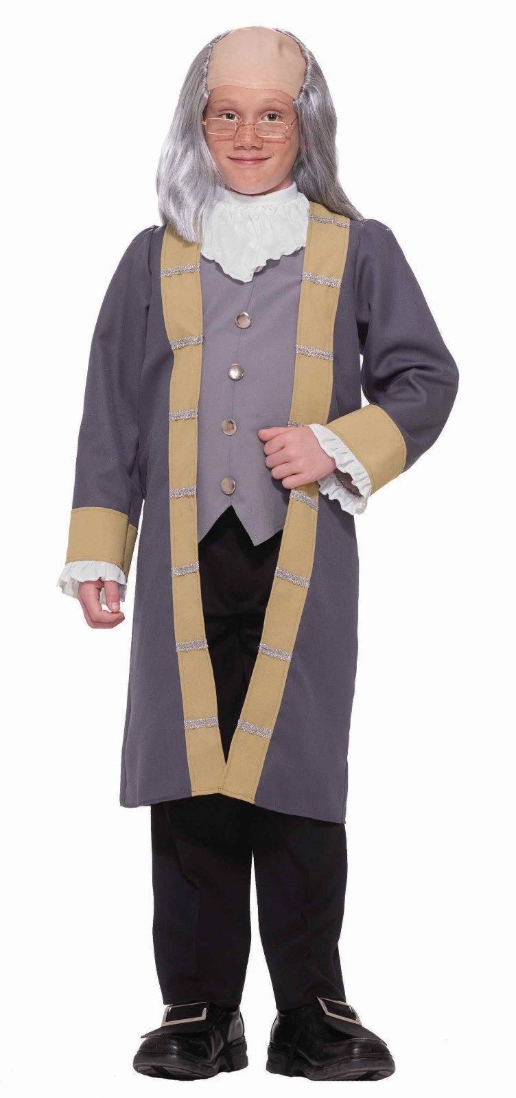 Ben Franklin Child Costume Explorer Historical Pioneer Jacket Boys Old Americana