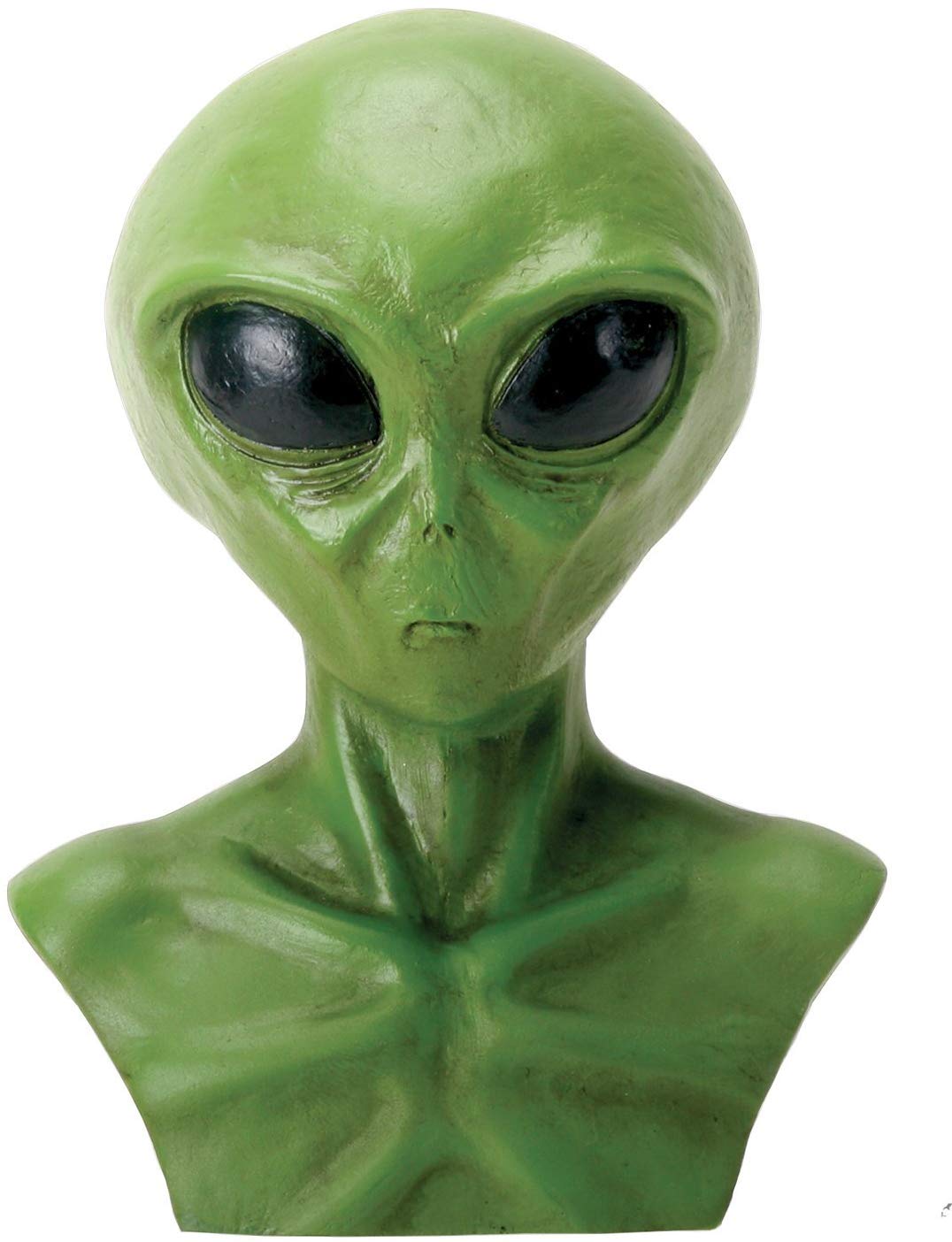 Alien Head Bust Figurine Bright Green Extraterrestrial Statue Display