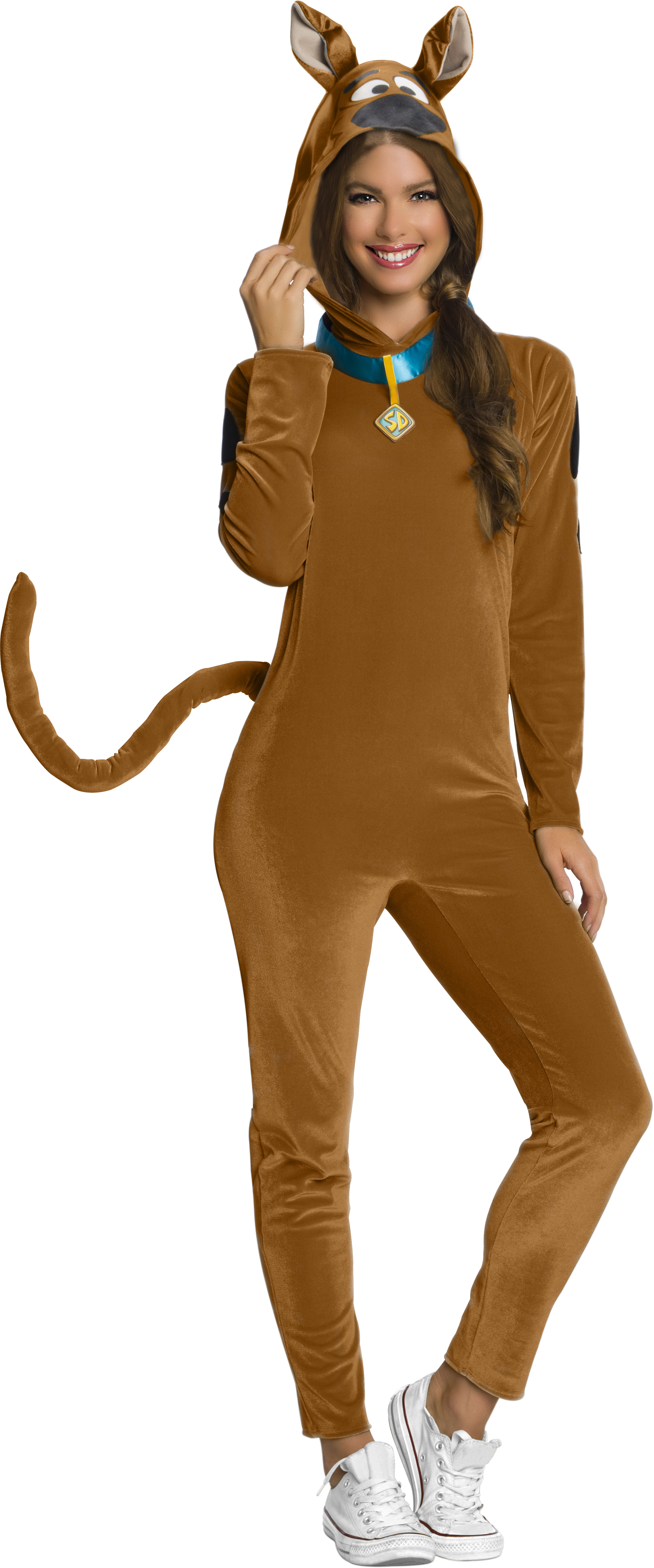 Scooby Doo Costume Zip-Up Bodysuit Hood and Ears Brown