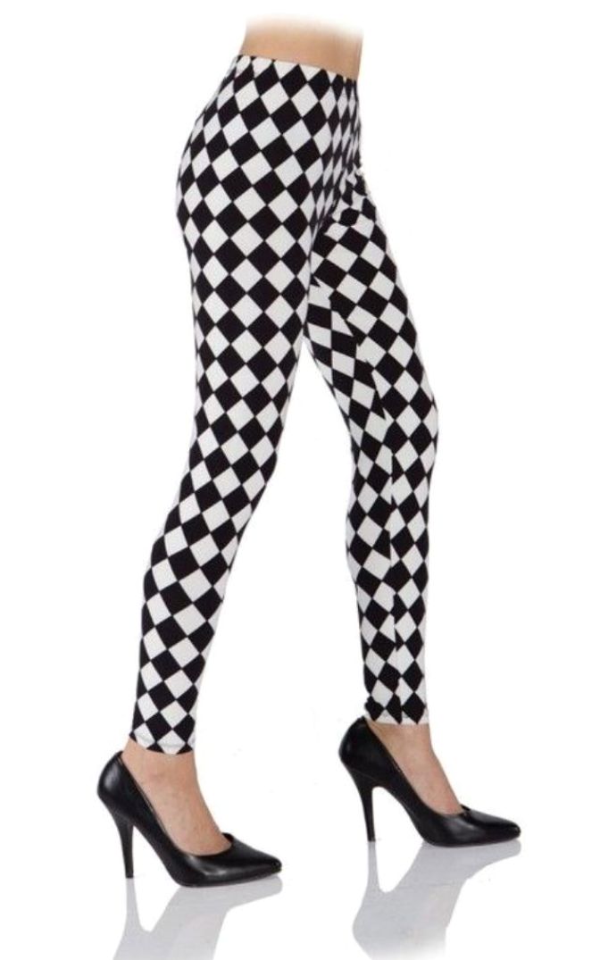 New Ladies Gingham Check Black /& White Leggings S-M New with tags