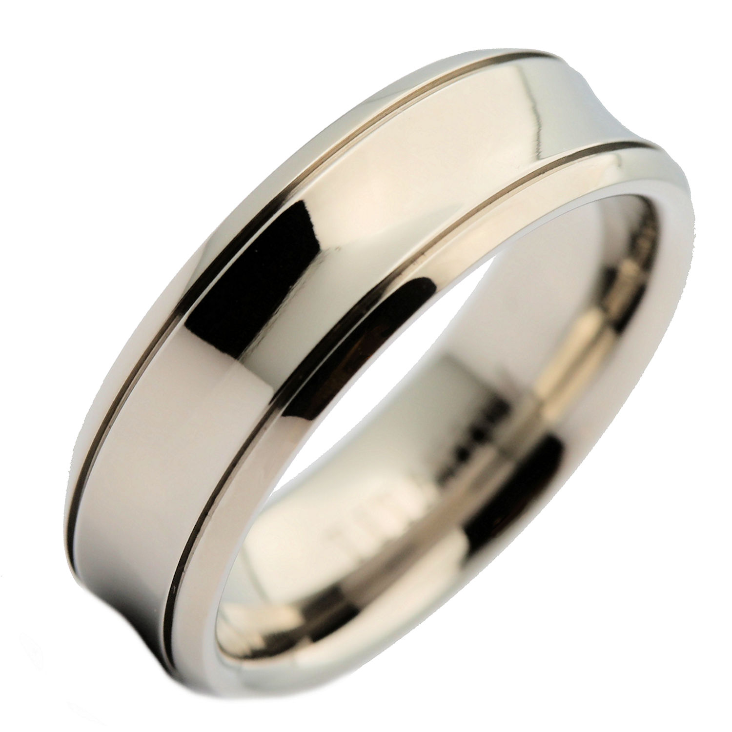 7mm Titanium Brushed Center Grooved Edge Wedding Band Ring