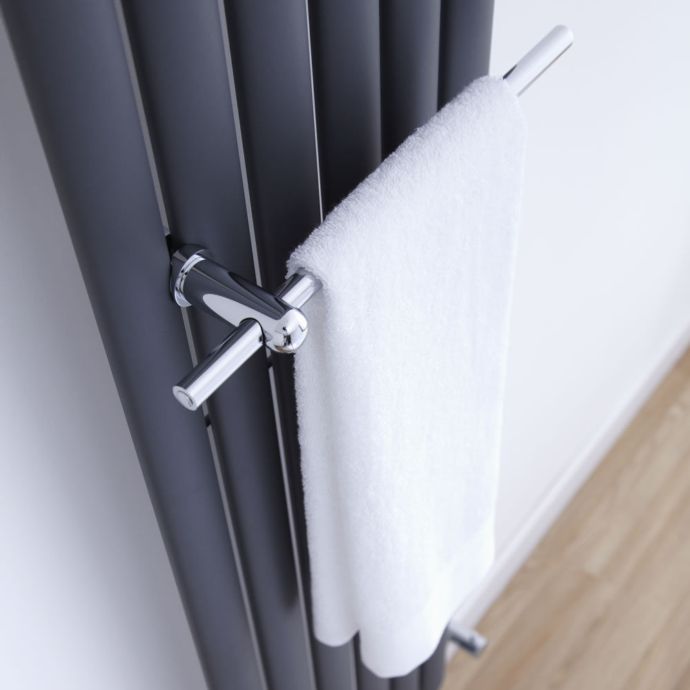 Chrome Towel Rail Bar for Oval Column Vertical Designer Radiator