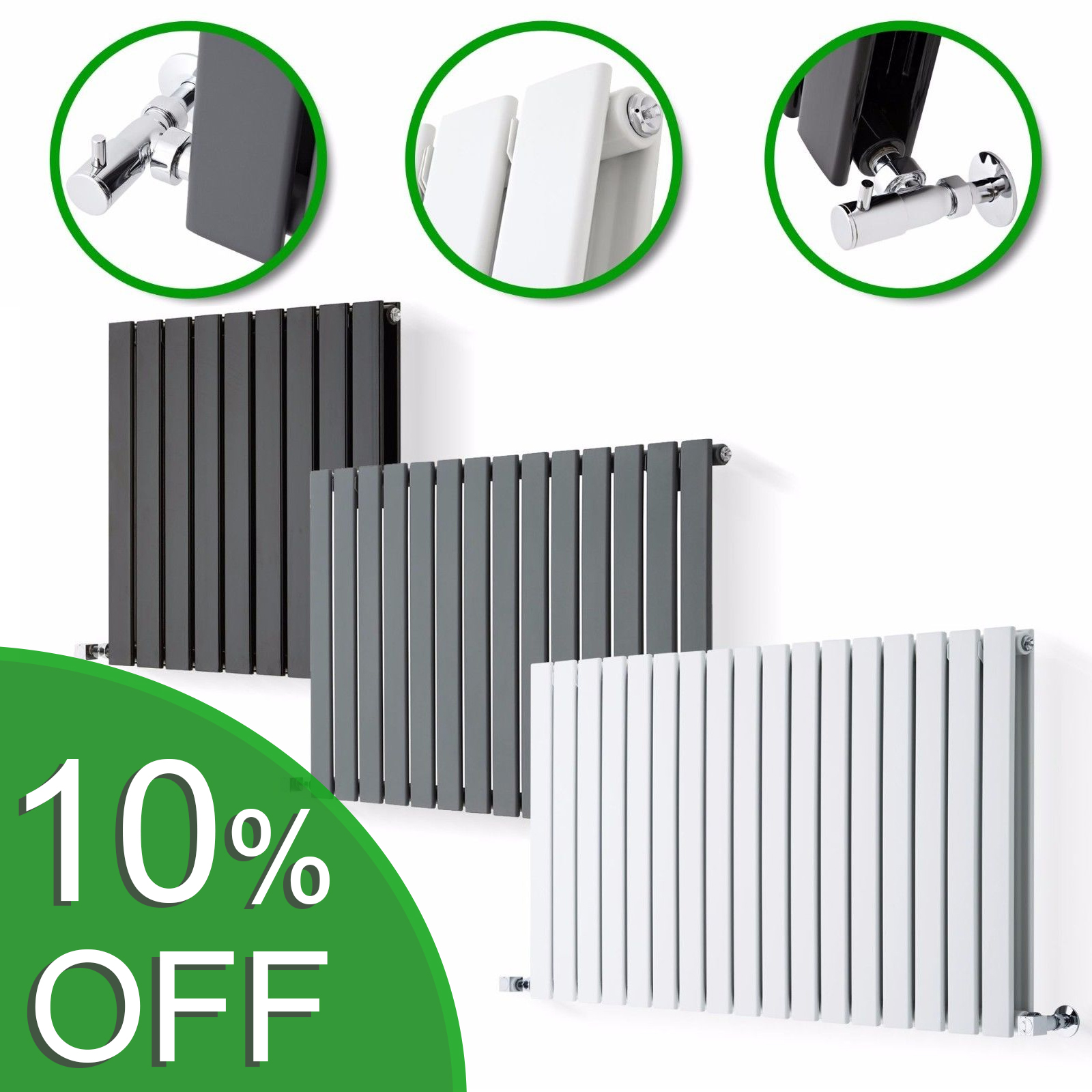 DESIGNER RADIATORS Horizontal Flat Panel Columns Modern Central Heating