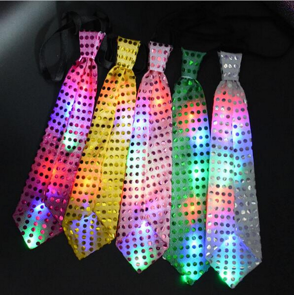 Colorful LED Flashing Light Up Sequin Bowtie Necktie Mens Party Bow Tie Wedding